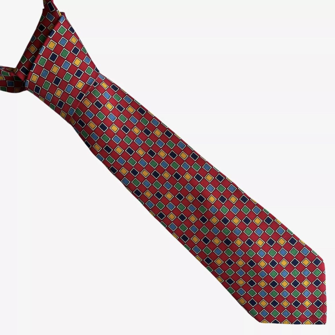 Turnbull & Asser Vintage 90s Turnbull & Asser Geometric Print Red Silk Tie Size ONE SIZE - 1 Thumbnail