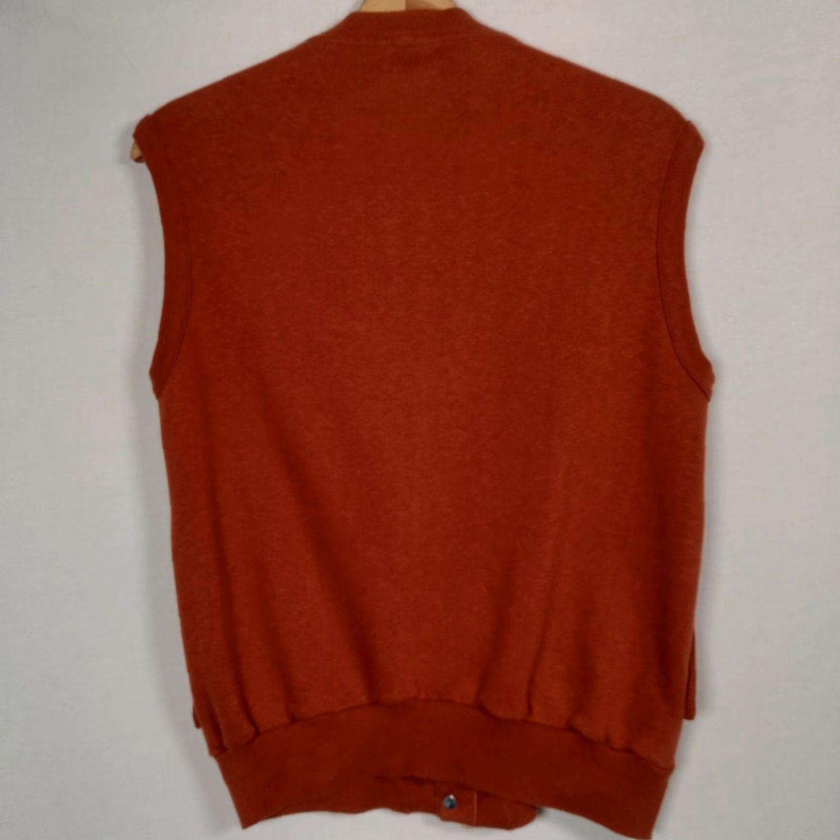 Rusty VINTAGE Unbranded Cotton Sweatshirt Vest Men Medium Rust Orange Snap Closure Retro Sporty Size US M / EU 48-50 / 2 - 2 Thumbnail