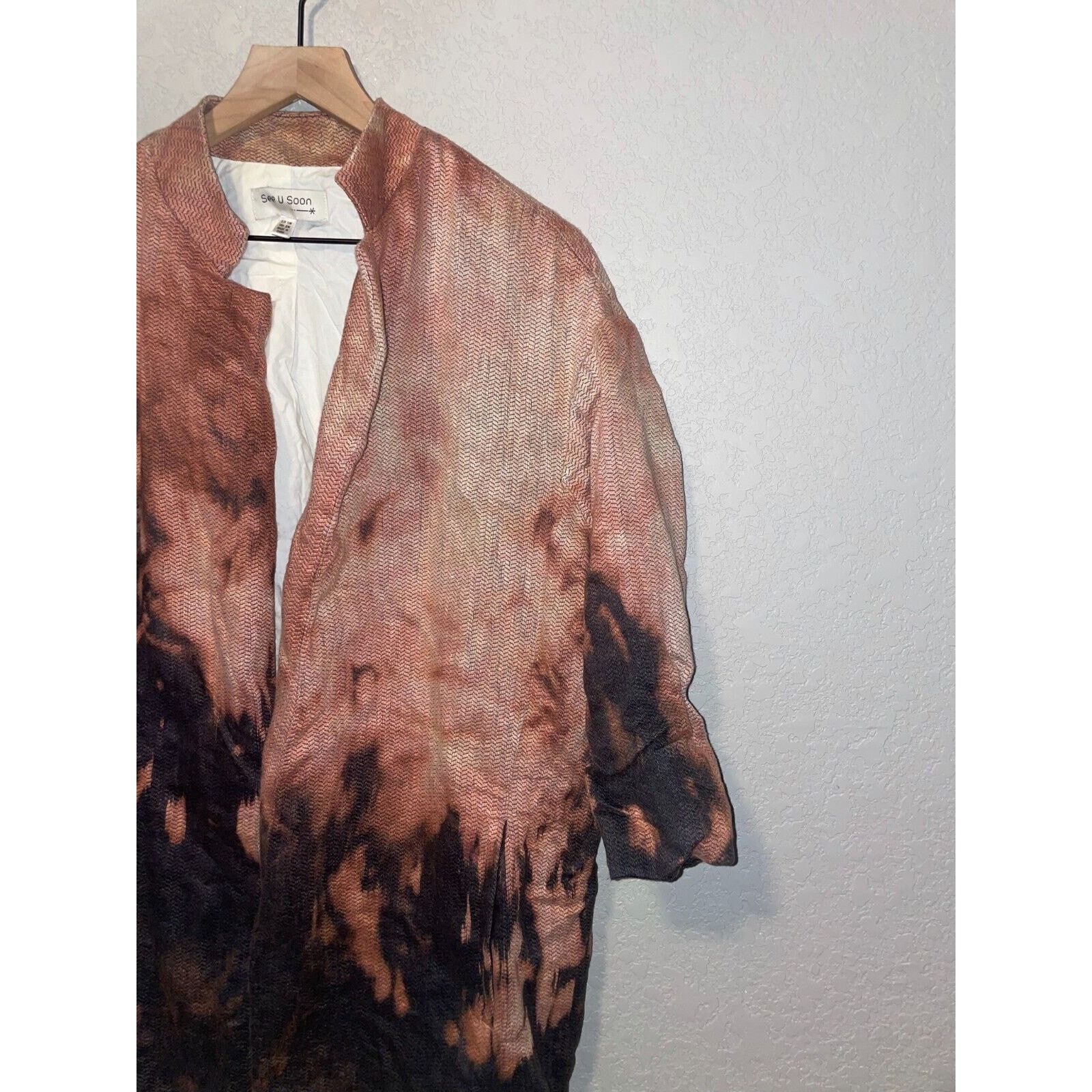 Vintage See U Soon Jacket Black Bleached Blazer Linen Poly M Medium Size M / US 6-8 / IT 42-44 - 2 Thumbnail