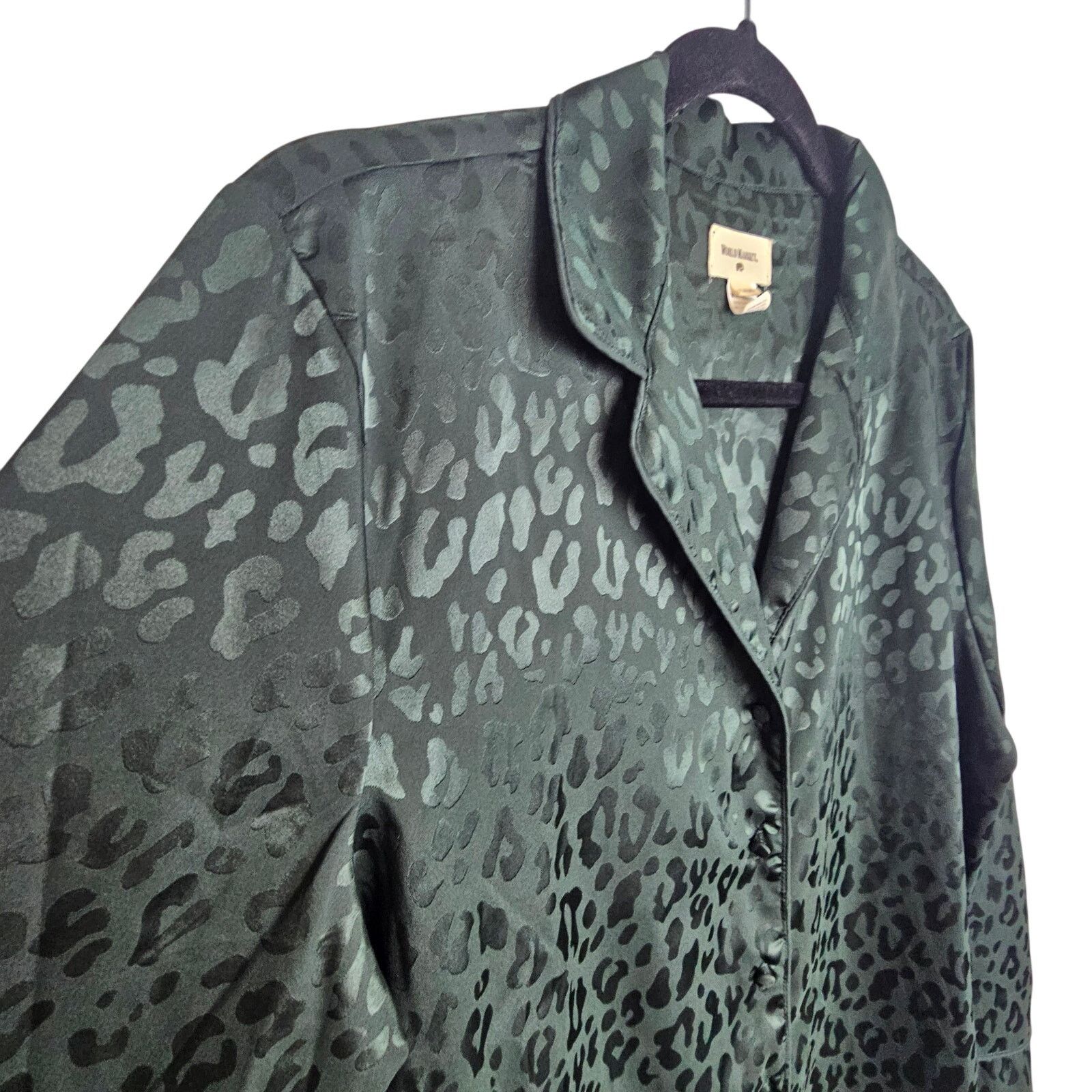 Other World Market Pajamas S/M Green Satin Leopard Sleepwear Size 27" / US 4 / IT 40 - 5 Thumbnail