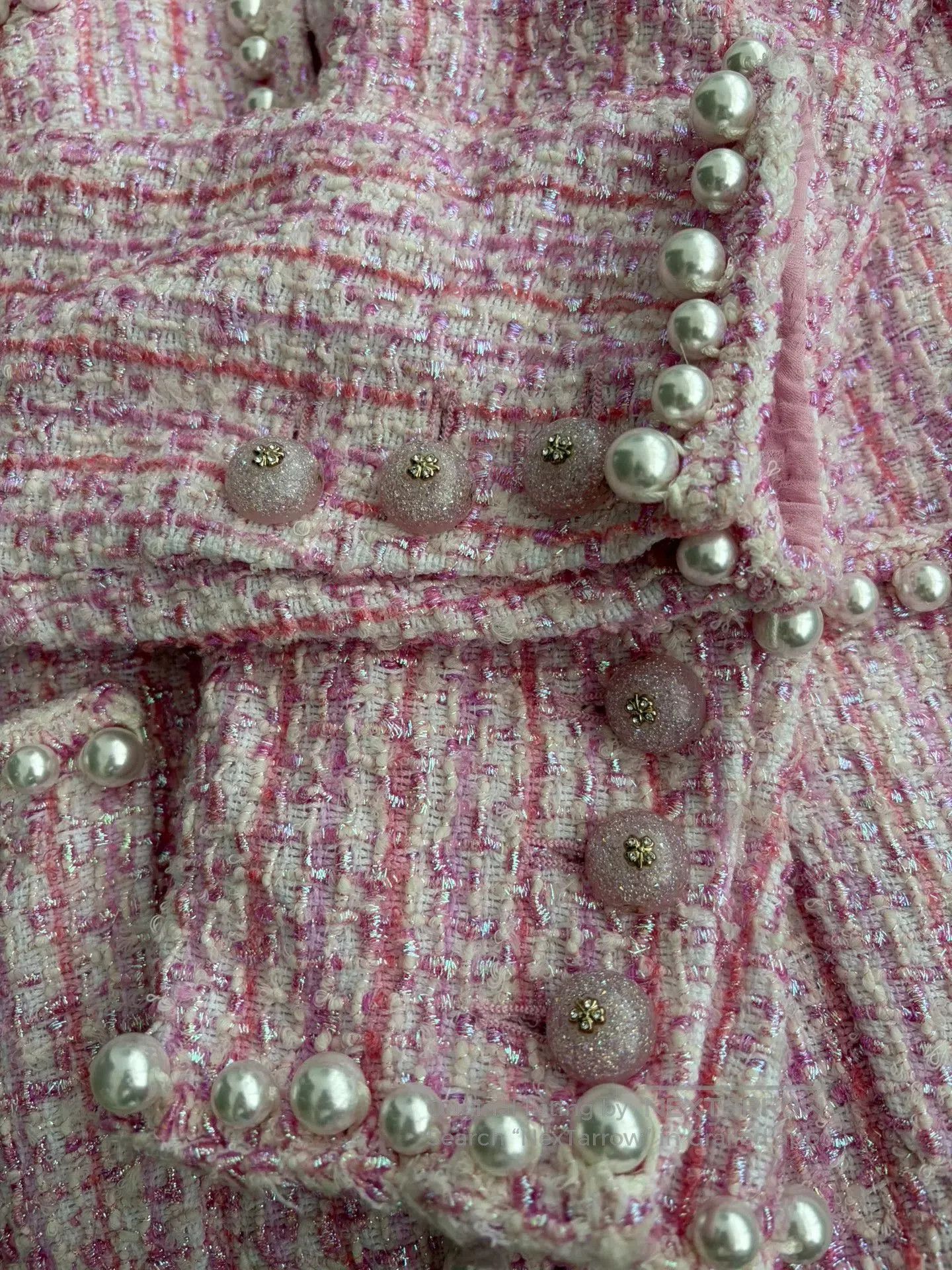 Chanel Chanel Pink Tweed Pearl Trim Jacket. Size US M / EU 48-50 / 2 - 4 Thumbnail