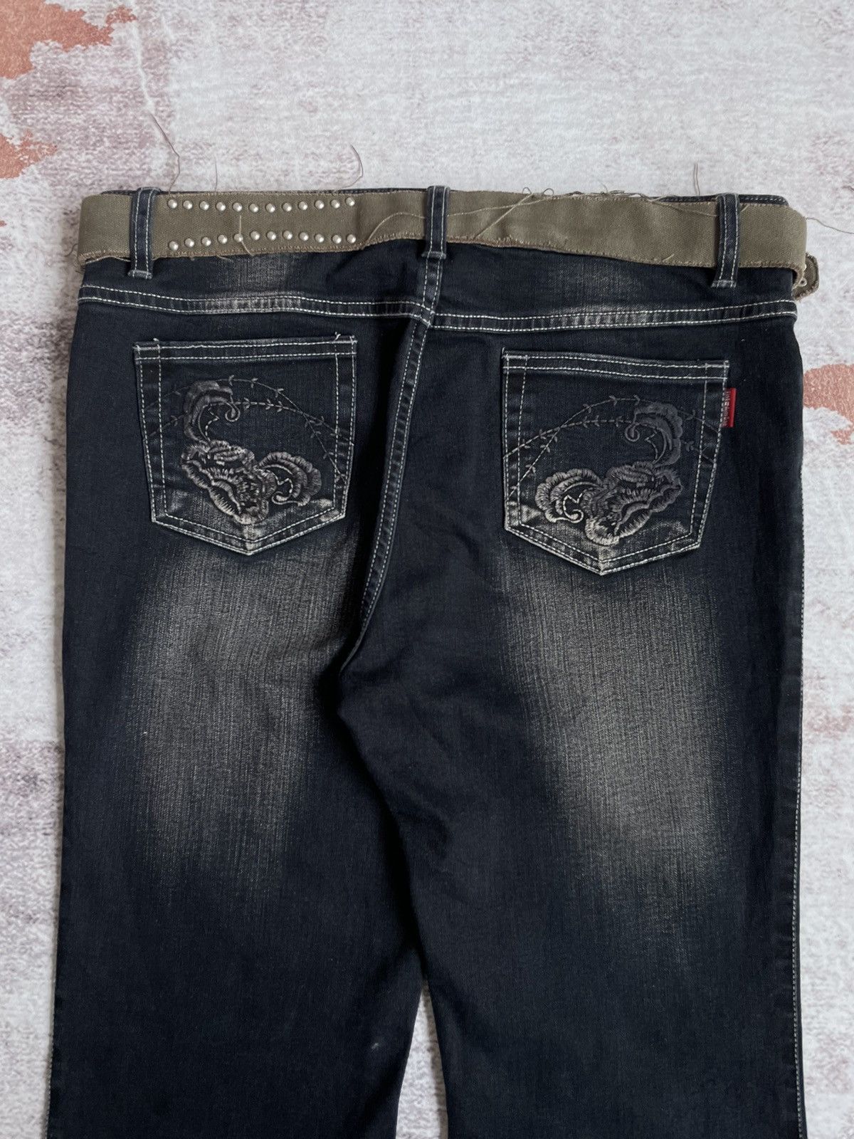 Japanese Brand Vintage Y2K Tribal Flare Denim Pants Size US 33 - 4 Thumbnail