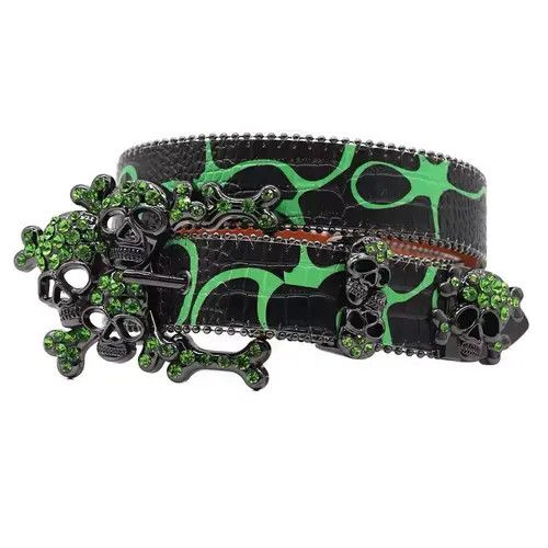 Japanese Brand × Vintage Western Toxic Skull Gothic Rhinestone Belts Size ONE SIZE - 1 Thumbnail