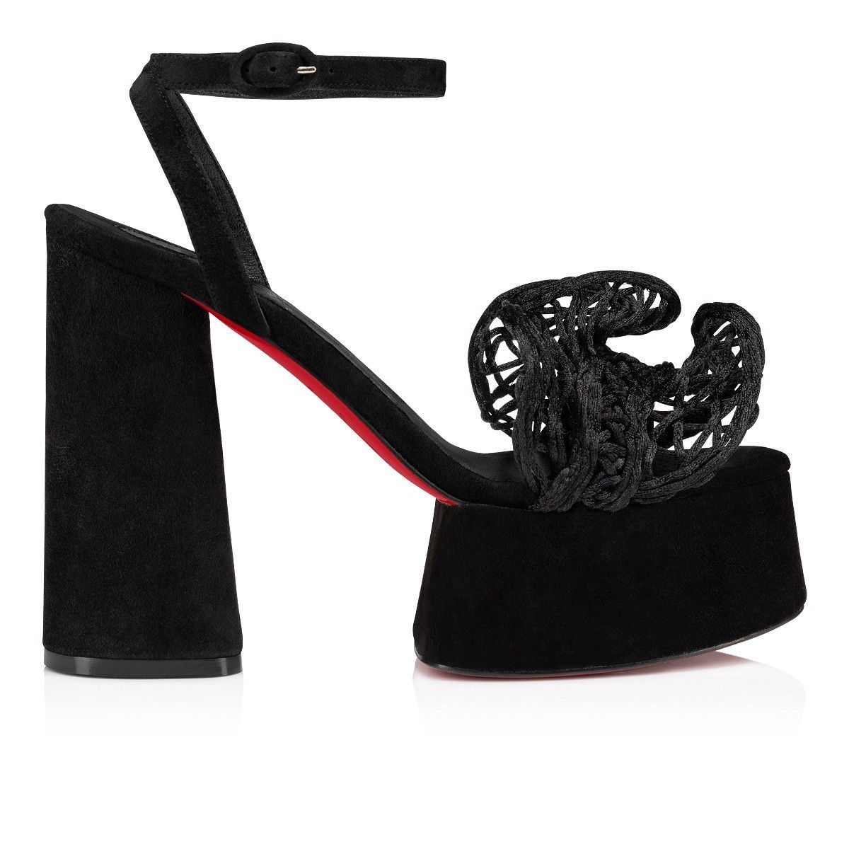 Christian Louboutin oc11z0325 Deia Frou Alta 130 Macrame in Black Size US 5 / IT 35 - 2 Thumbnail