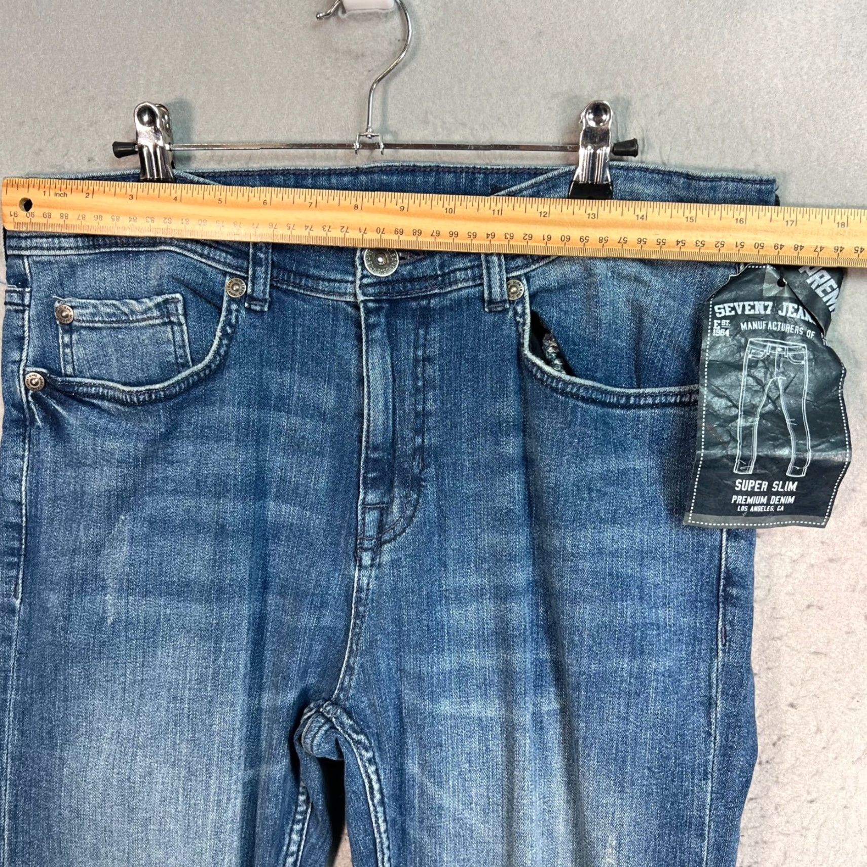 Vintage Seven7 Jeans Mens Size 34 Slim Denim Blue Stretch Tapered 5-Pocket Design Regular Inseam 33 Vintage No Size US 34 / EU 50 - 7 Thumbnail