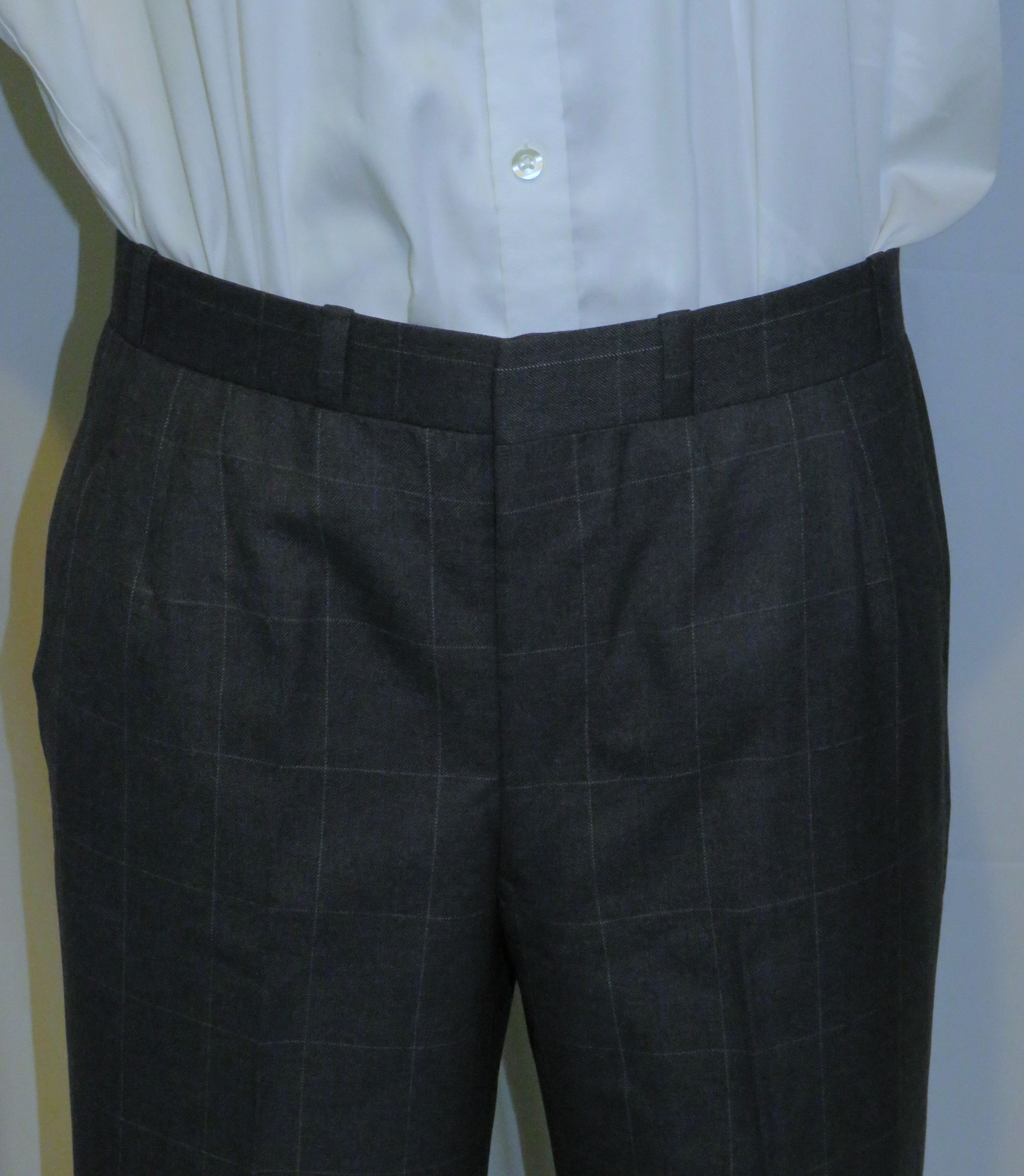 Henry Poole × Savile Row Bespoke Gray Windowpane Two Button Suit 38R Size 38R - 15 Thumbnail