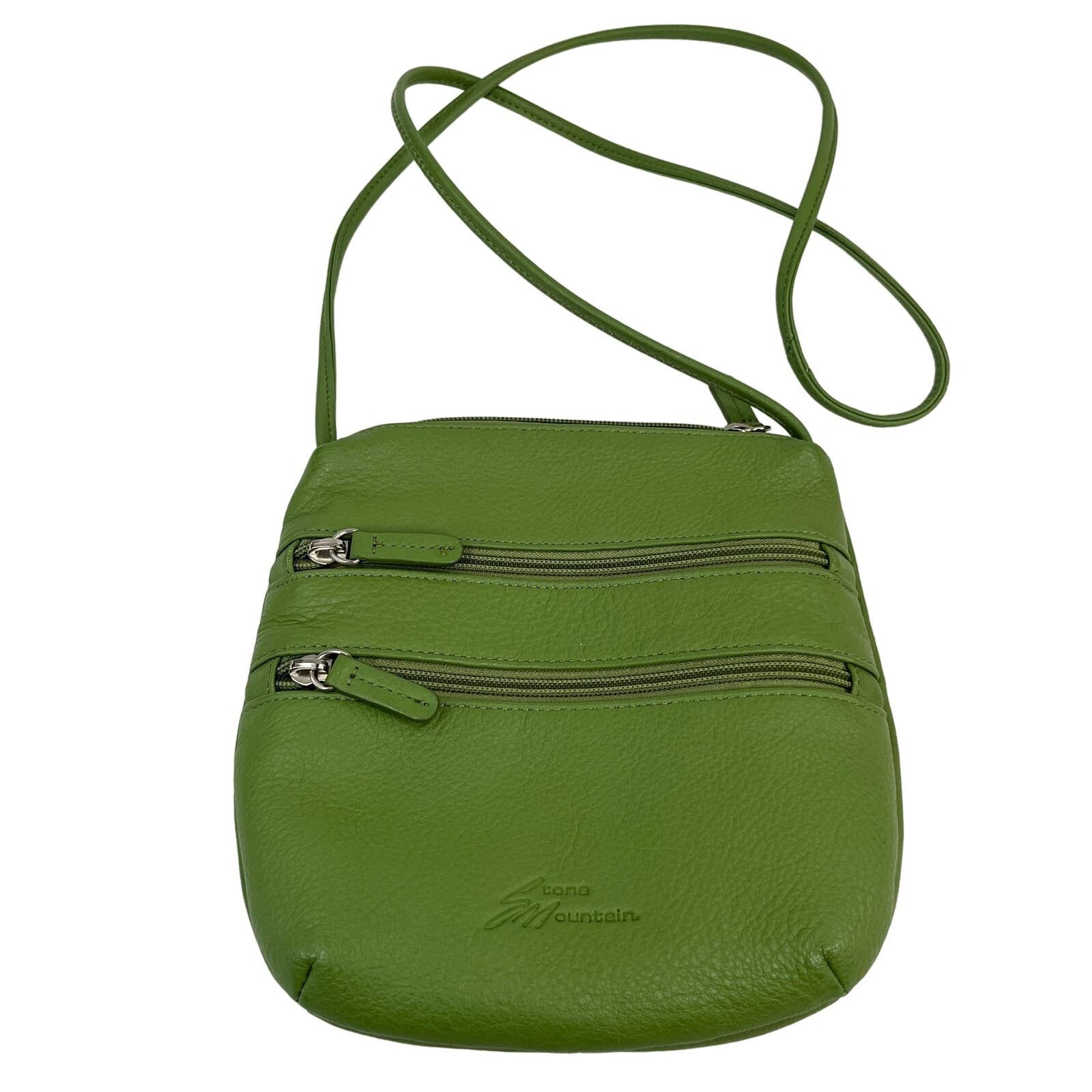 Stone Mountain Crossbody Purse Bag Green Pebble Leather, Women's