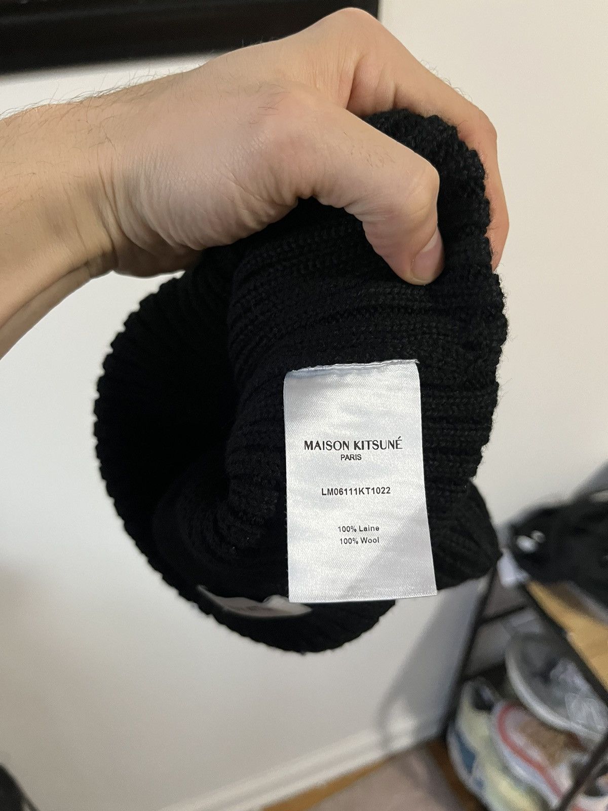 Maison Kitsune Maison Kitsune Fox Head Patch Ribbed Beanie wool Size ONE SIZE - 3 Thumbnail