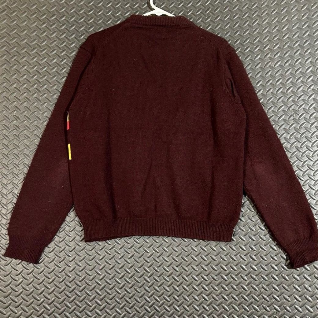 Vintage VINTAGE Andros Geometric Stripe Sweater Mens XL Brown Red Yellow Acrylic 80s Pullover Men XL Brown Geometric Stripe Sweater Size US XL / EU 56 / 4 - 2 Thumbnail