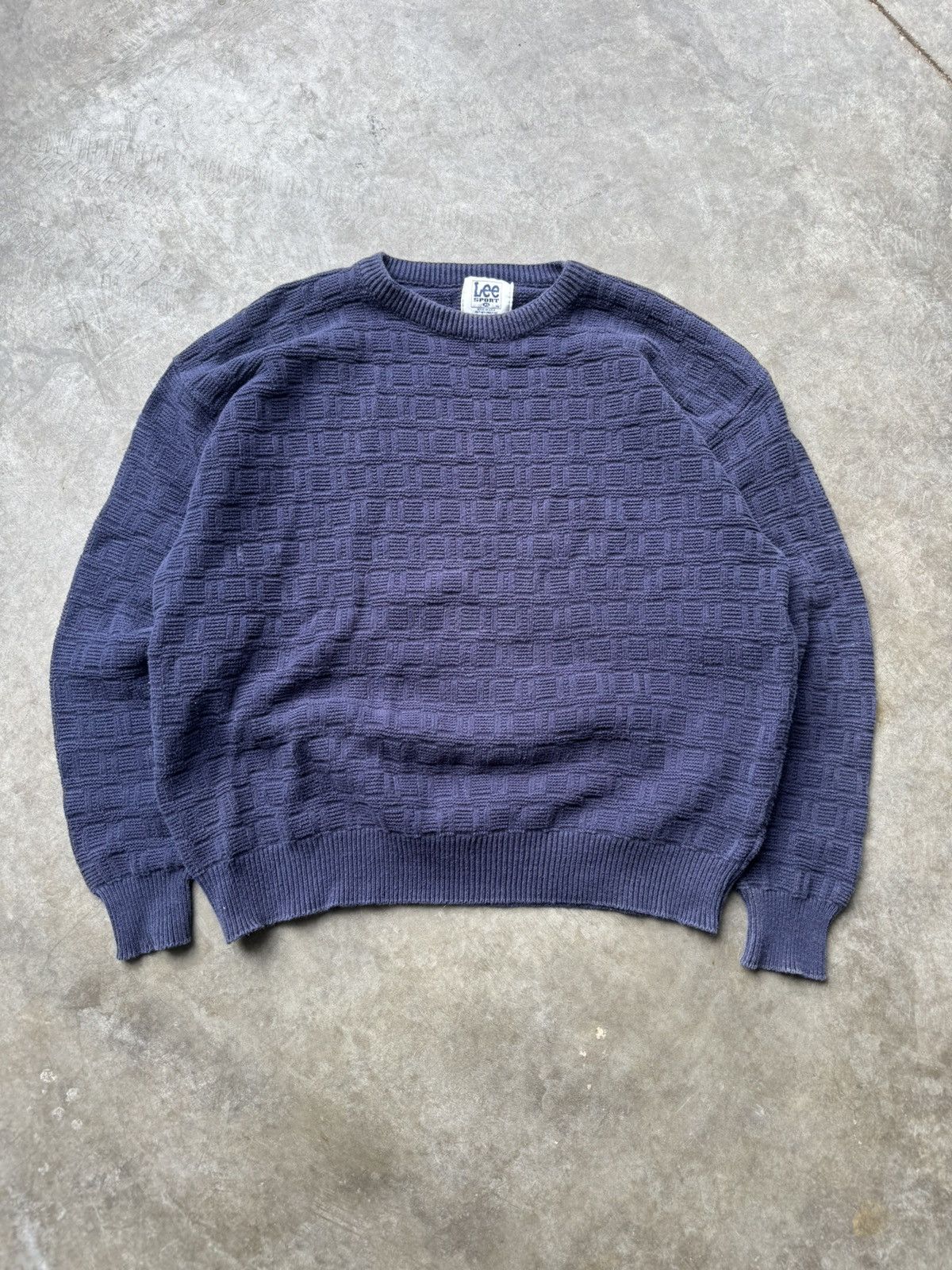 Lee × Vintage Vintage 90’s/00’s Lee Square Knit Navy Sweater Size US XL / EU 56 / 4 - 2 Thumbnail