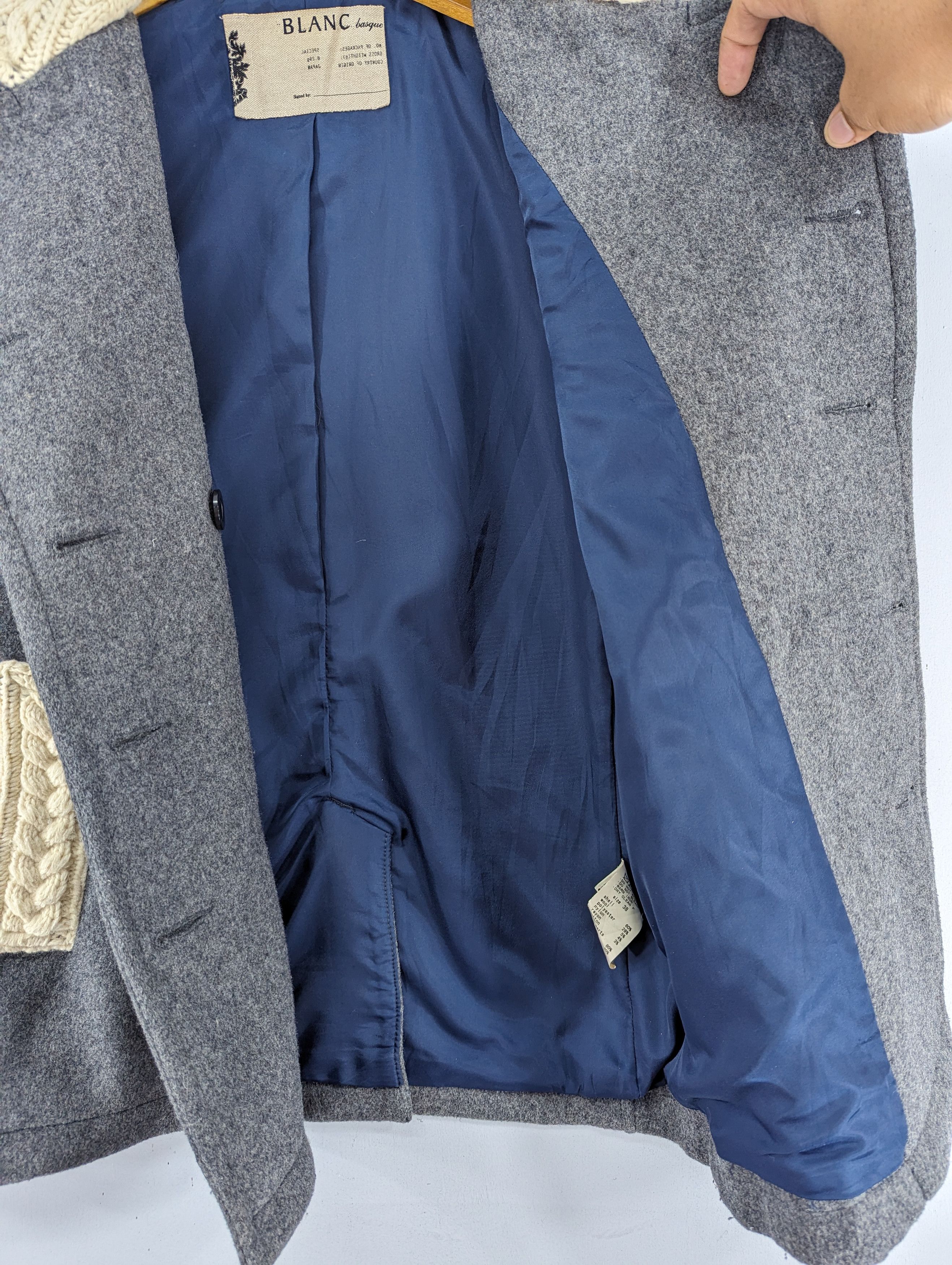 Designer Blanc Basque Wool/Cable Knit Double Breasted Coat Jacket Size XS / US 0-2 / IT 36-38 - 11 Thumbnail