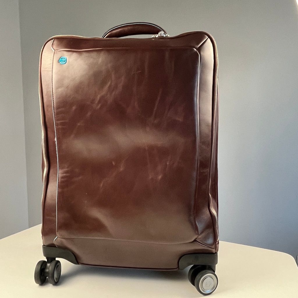 Piquadro Piquadro Leather Rolling Carry-On Cabin Suitcase Brown Size ONE SIZE - 1 Thumbnail