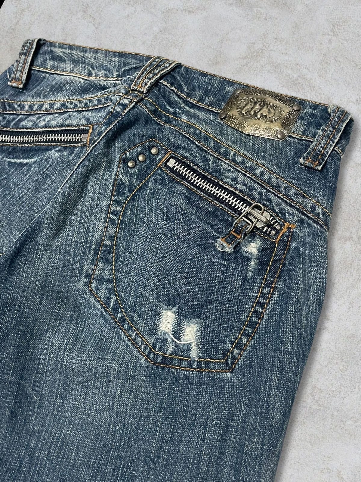 KMRii Vintage Bonaventure Diamond Button Metal Tag Bootcut Jeans Size 28" / US 6 / IT 42 - 9 Thumbnail