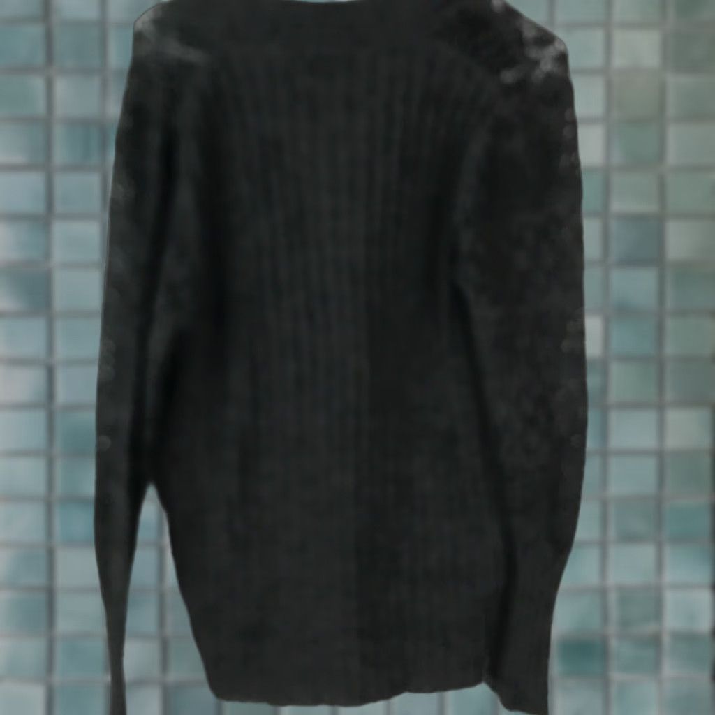 Vintage Axcess Womens V Neck Long Sleeves Crochet Pullover Black Knit Sweater XL Size XL / US 12-14 / IT 48-50 - 1 Thumbnail