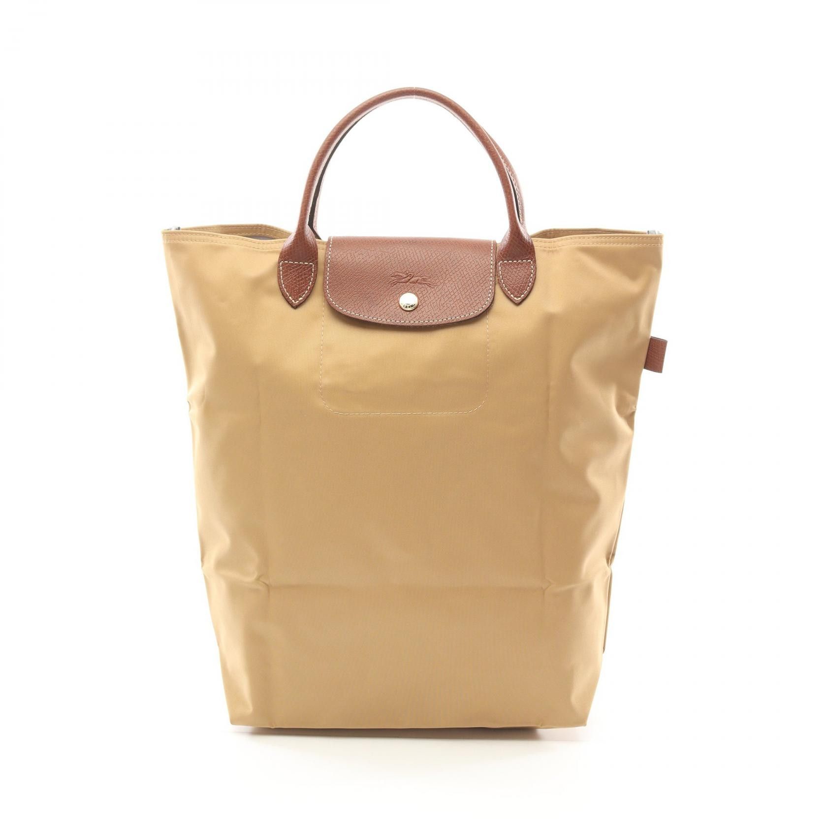 Longchamp Longchamp Le Pliage Original Fabric Leather Tote Bag Leather Tote Bag 10168089P86 in Beige, Women's