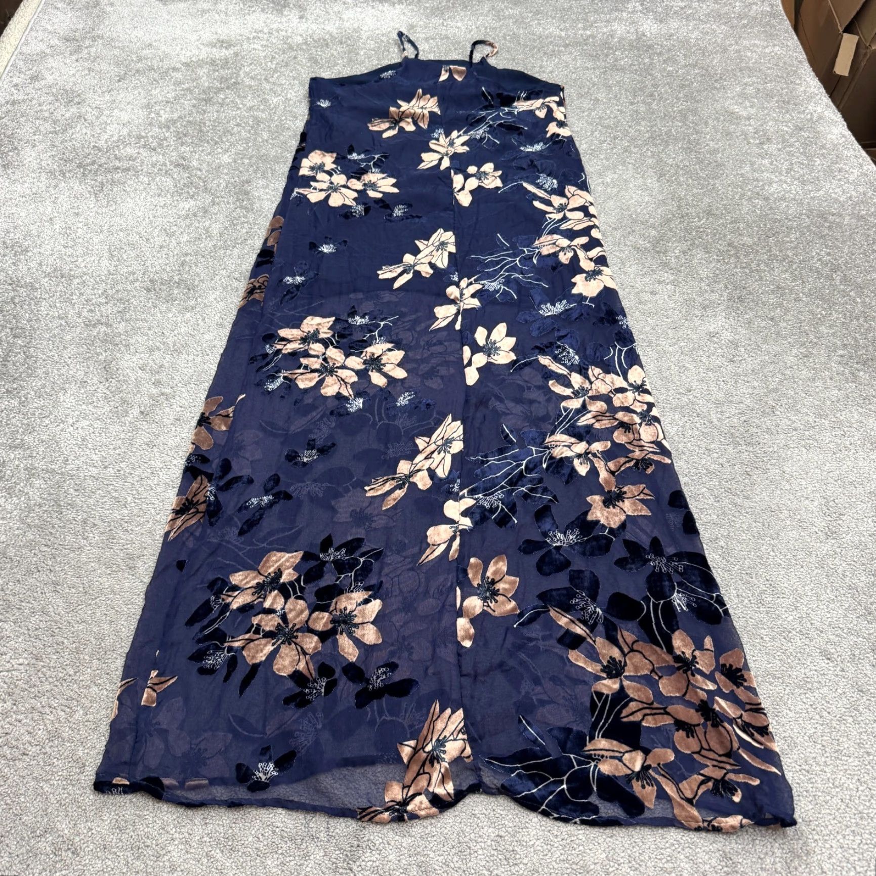 Velvet Mod Ref Floral Halter Maxi Tank Dress Womens S Navy Velvet Burnout Bohemian Size S / US 4 / IT 40 - 2 Thumbnail