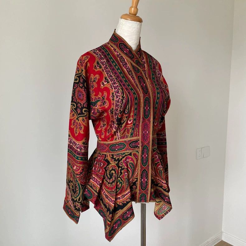 Kenzo KENZO Retro red ethnic pattern slanted collar long sleeve Size M / US 6-8 / IT 42-44 - 5 Thumbnail