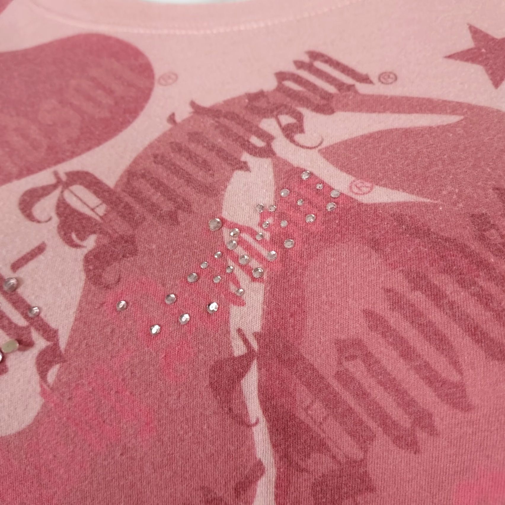 Harley Davidson Harley-Davidson Womens T-Shirt 1W Pink & White Long Sleeve Rhinestones Size XS / US 0-2 / IT 36-38 - 5 Thumbnail
