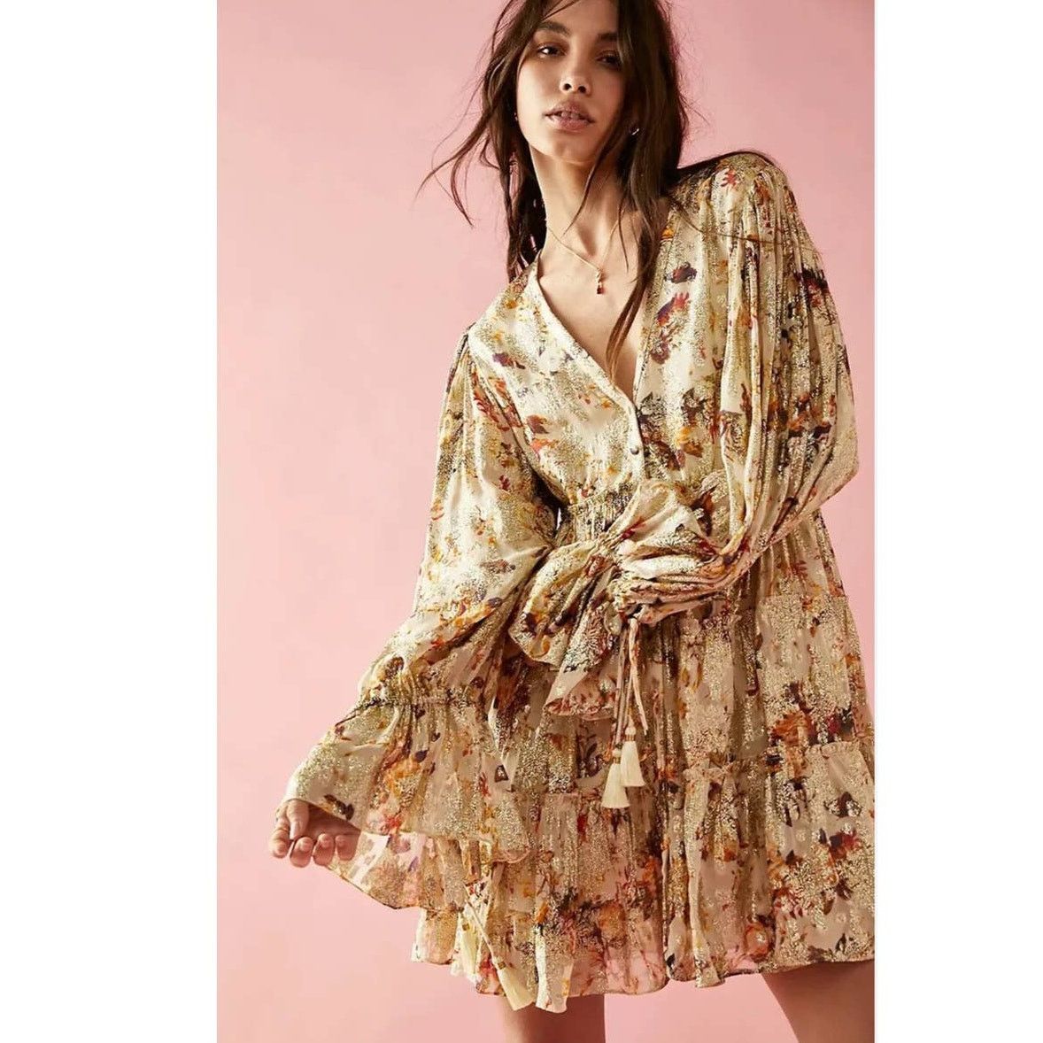 Free People New Free People Rococco Sands Cara Mini Dress $383 SMALL Size S / US 4 / IT 40 - 1 Thumbnail