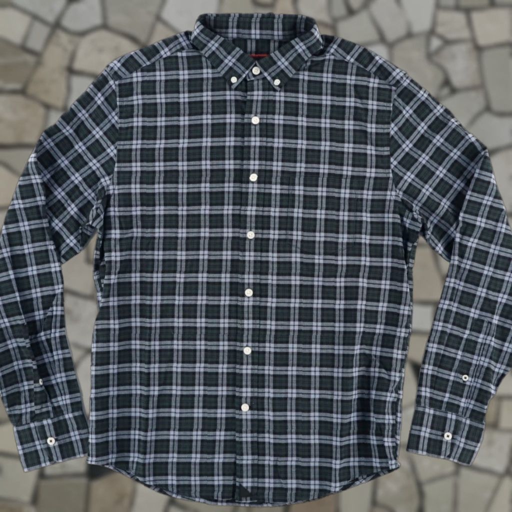 UNTUCKit Untuckit Slim Fit Cotton Plaid Button Down Shirt Green Men's M Size US M / EU 48-50 / 2 - 1 Thumbnail