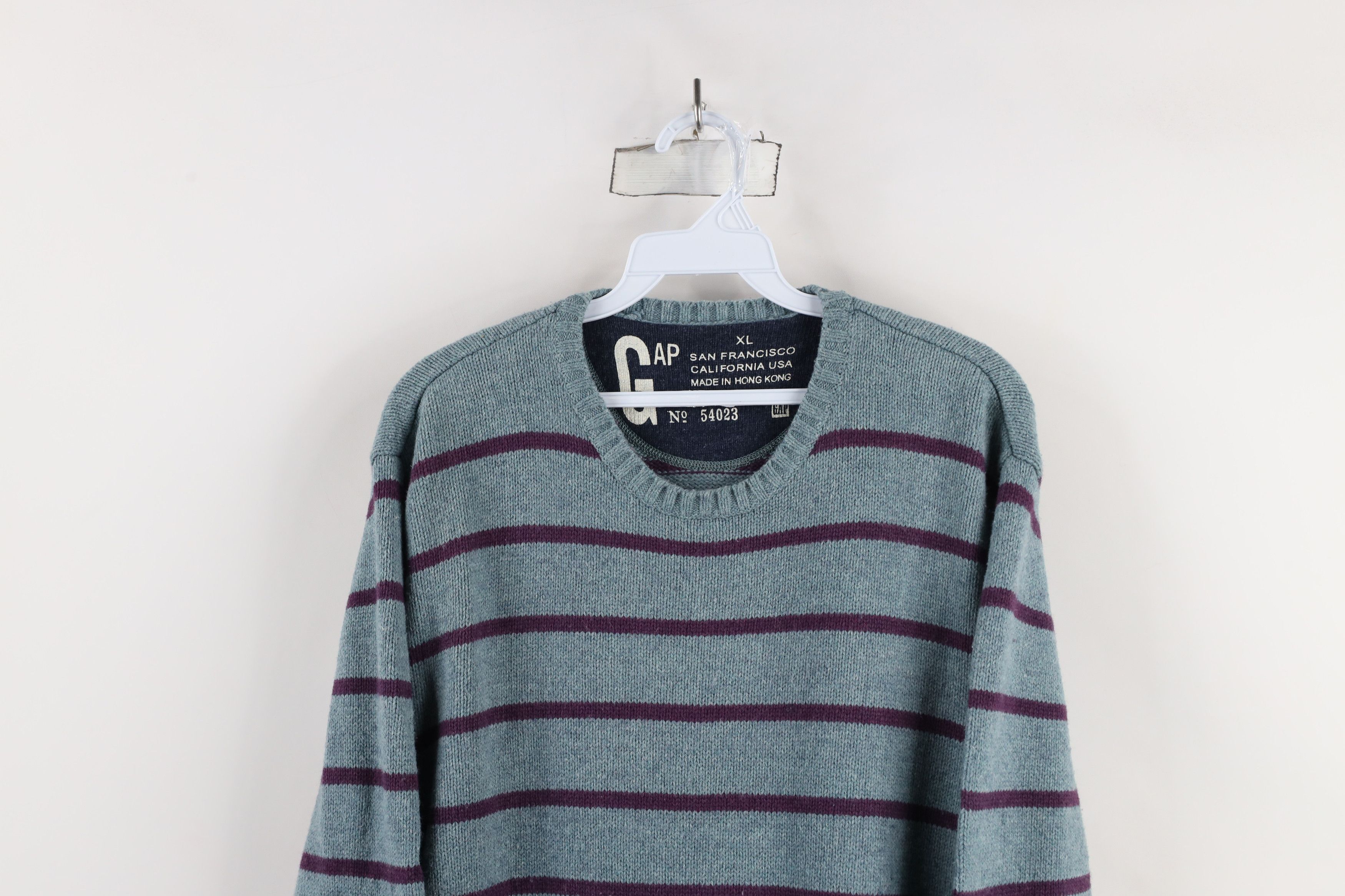 Gap × Vintage Vintage Gap Wool Blend Knit Striped Crewneck Sweater Blue Size US XL / EU 56 / 4 - 2 Thumbnail