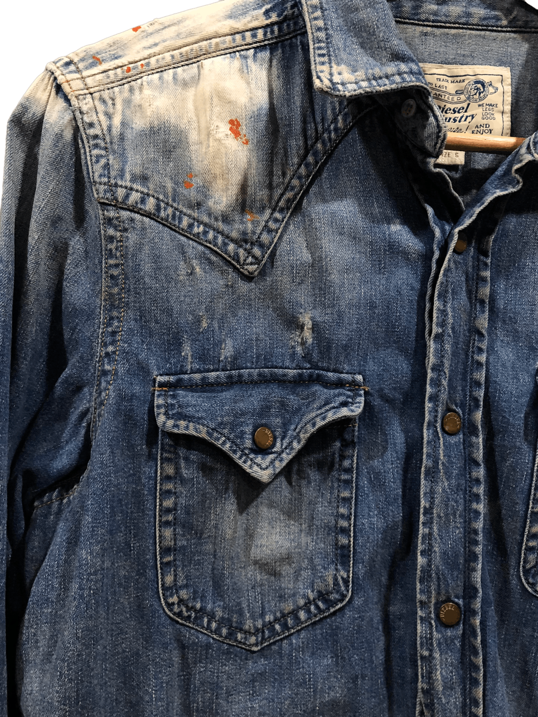 Diesel Vintage Diesel Industry Paint Splattered Denim Western Shirt Size US S / EU 44-46 / 1 - 5 Thumbnail