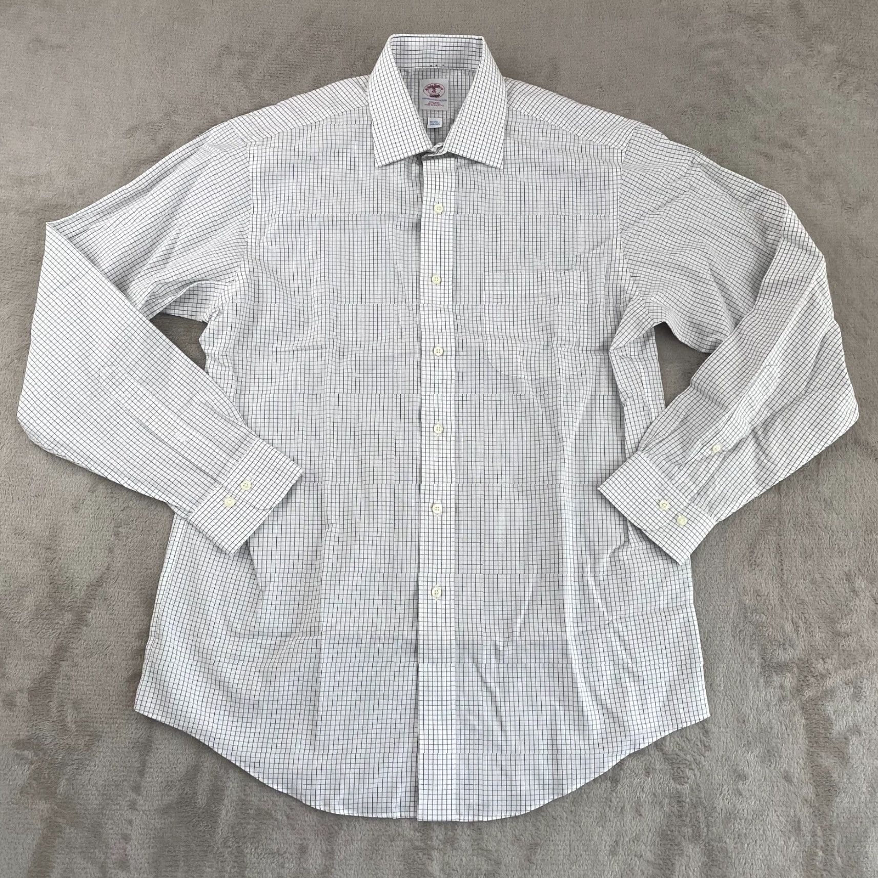 Brooks Brothers Brooks Brothers Stanford Dress Shirt Men 15.5 34-35 White Check Non-Iron NWOT Size 42R - 3 Thumbnail
