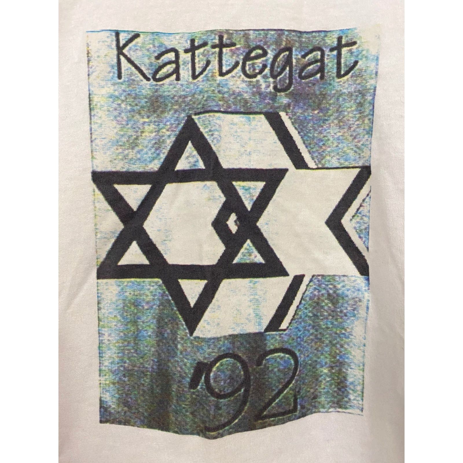Vintage VINTAGE Screen Stars T-Shirt Mens White Star Of David Kattegat Large L 27” 20” Pit to Pit Single Stitch Size US L / EU 52-54 / 3 - 3 Thumbnail