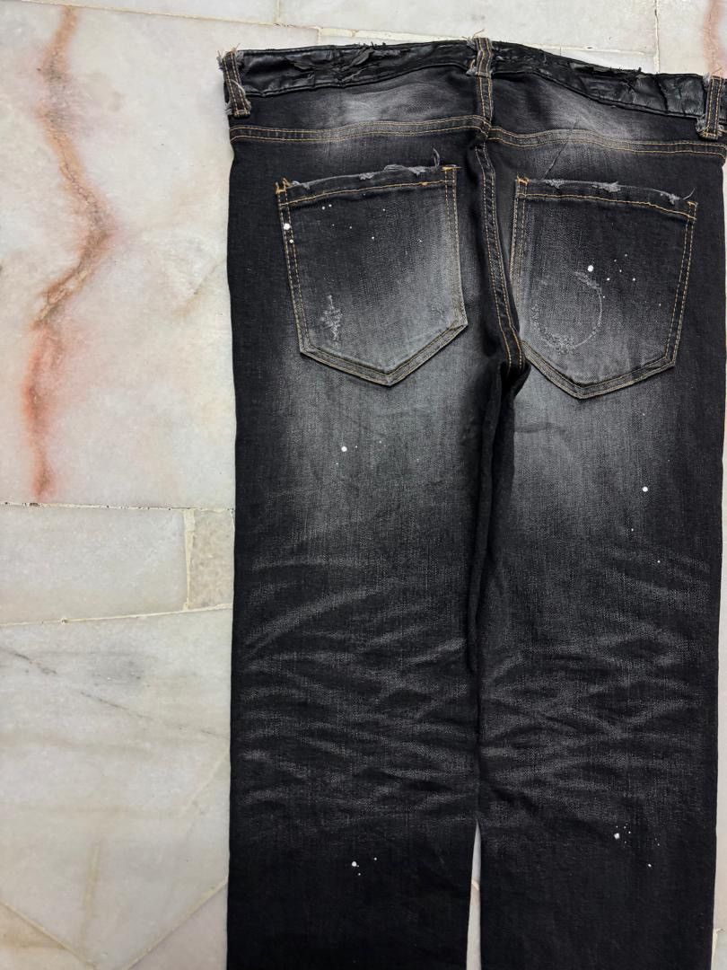 If Six Was Nine 💥SICK💥VINTAGE JAPANESE RAG JEANS INSANE MUDWASH BLACK DENIM Size US 31 - 16 Thumbnail