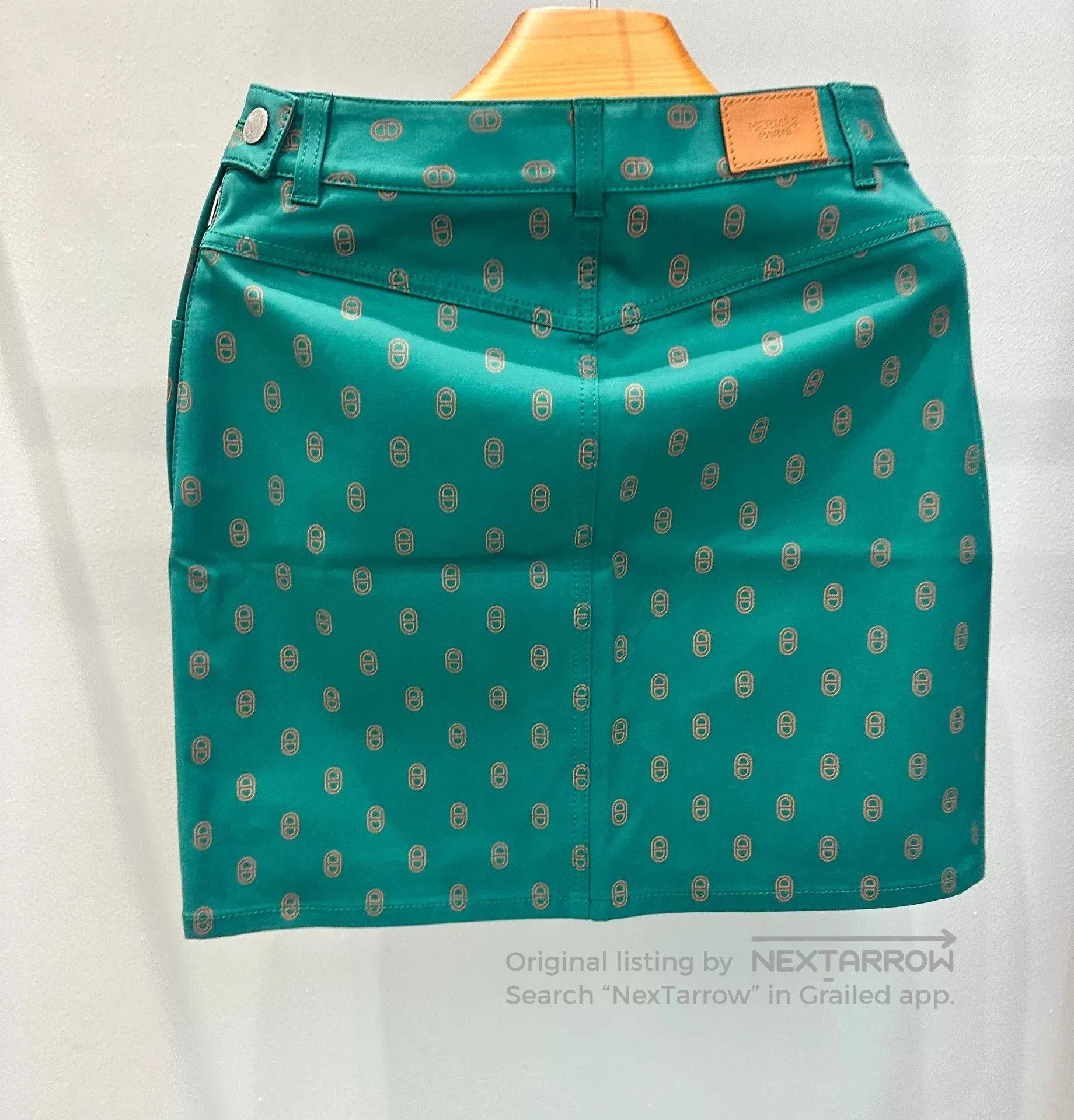 Hermes Hermes Green Denim Mini Skirt. Size US 36 / EU 52 - 2 Thumbnail