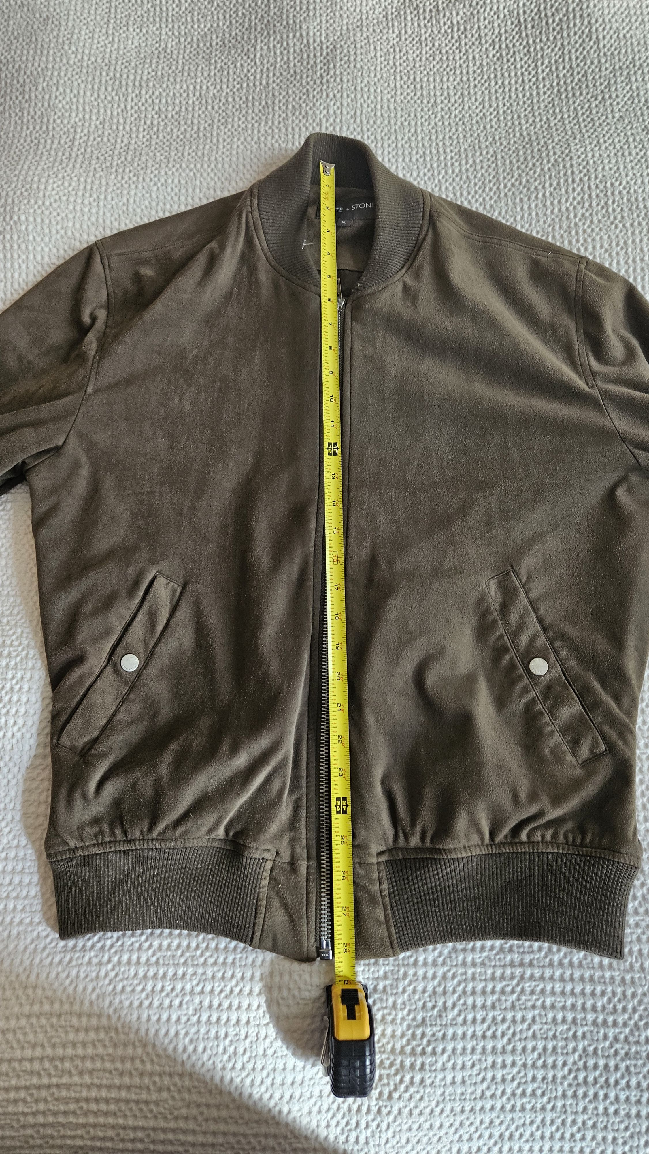 Other Slate & Stone Men's Green Faux Suede bomber jacket Size US XL / EU 56 / 4 - 5 Thumbnail