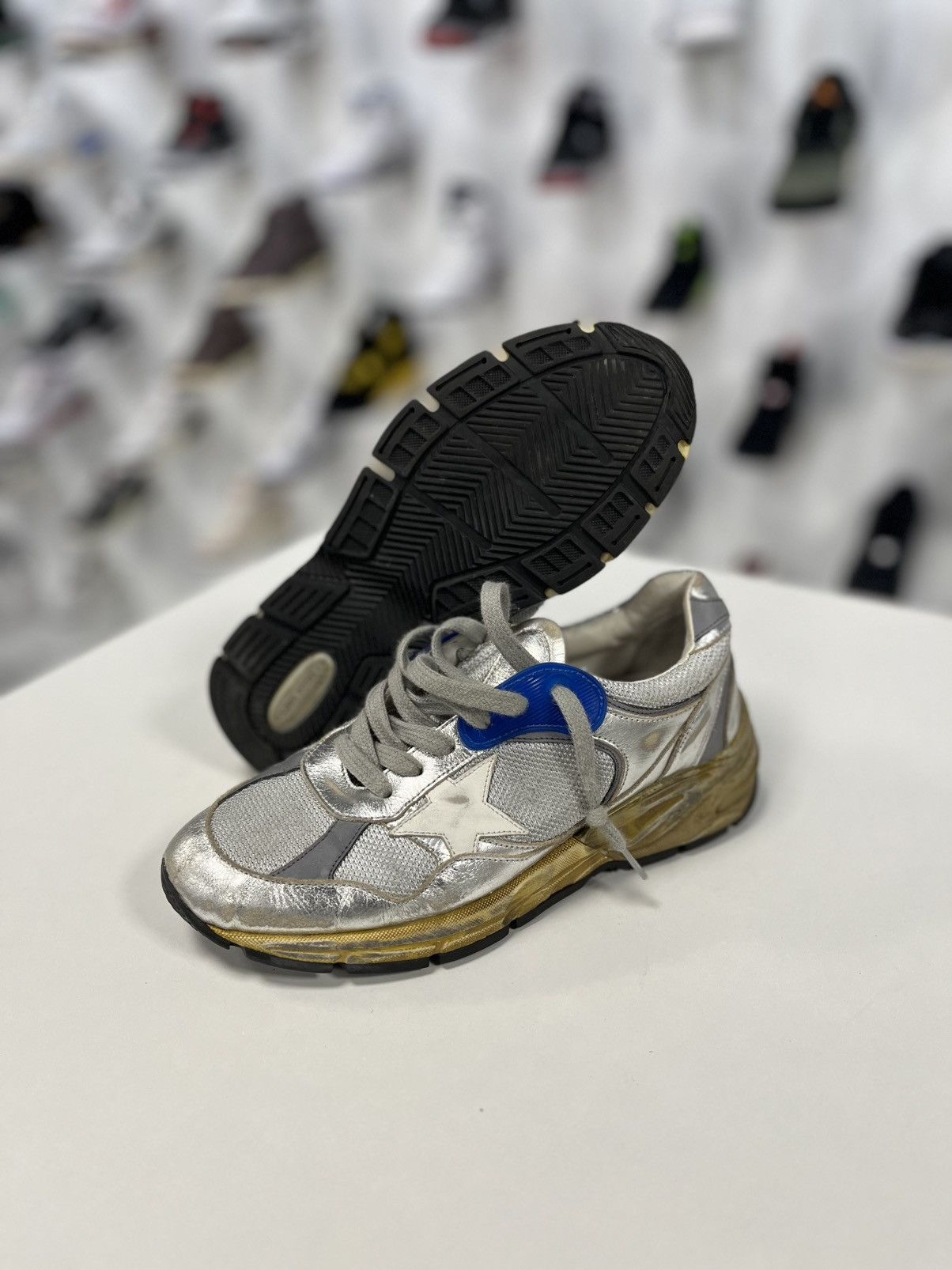 Golden Goose Men's Dad-Star in silver laminated leather Size US 6 / IT 36 - 5 Thumbnail