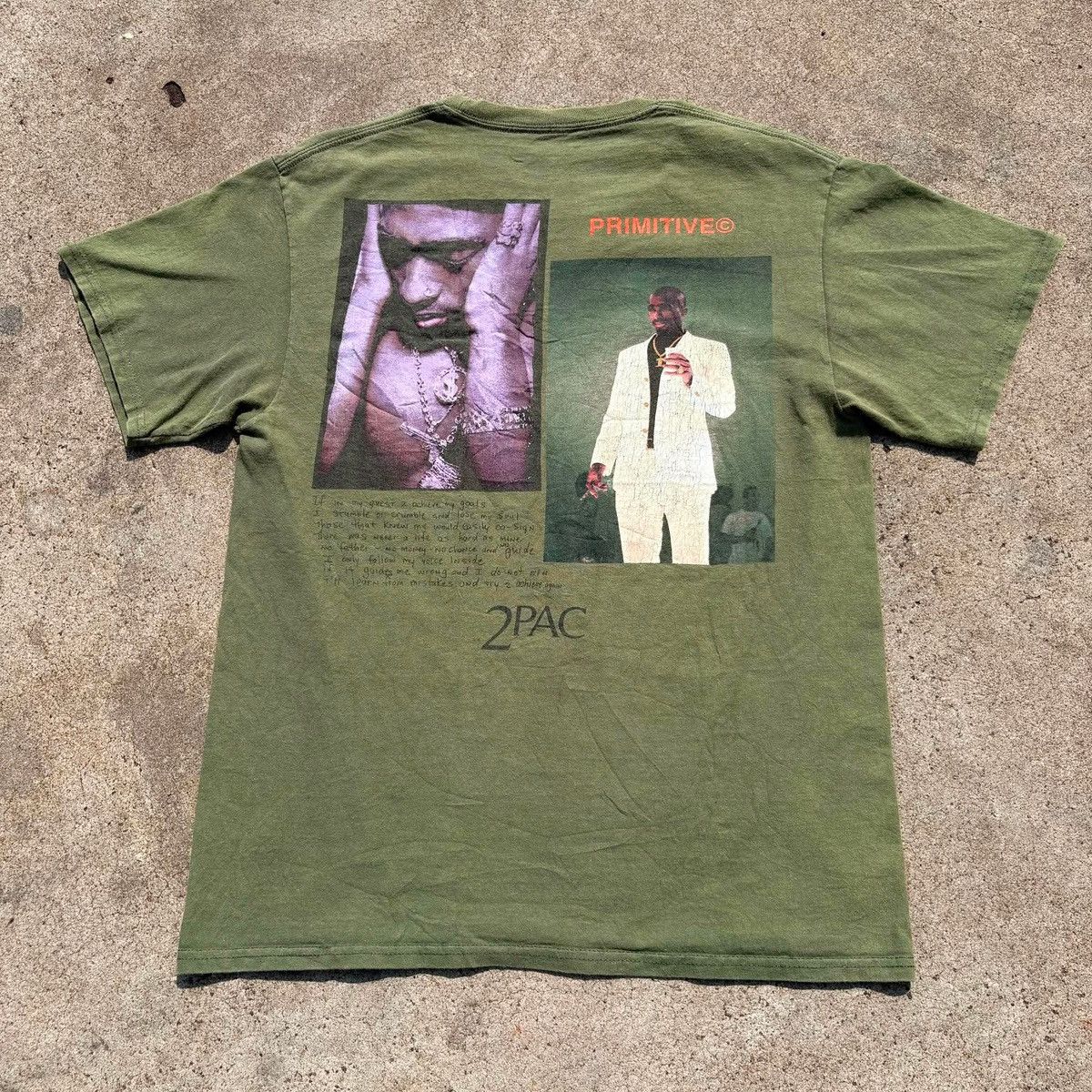 Vintage PRIMITIVE X TUPAC VOICE MILITARY GREEN 2PAC T-SHIRT Size US M / EU 48-50 / 2 - 1 Thumbnail