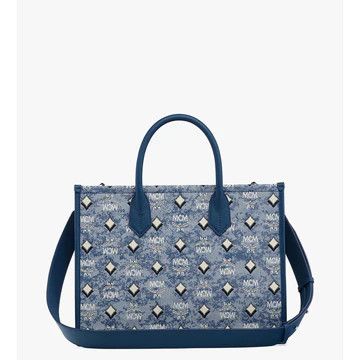 MCM o1mt1gz0426 Size: OS / Medium Munchen Tote Bag Denim Visetos Size ONE SIZE - 4 Thumbnail