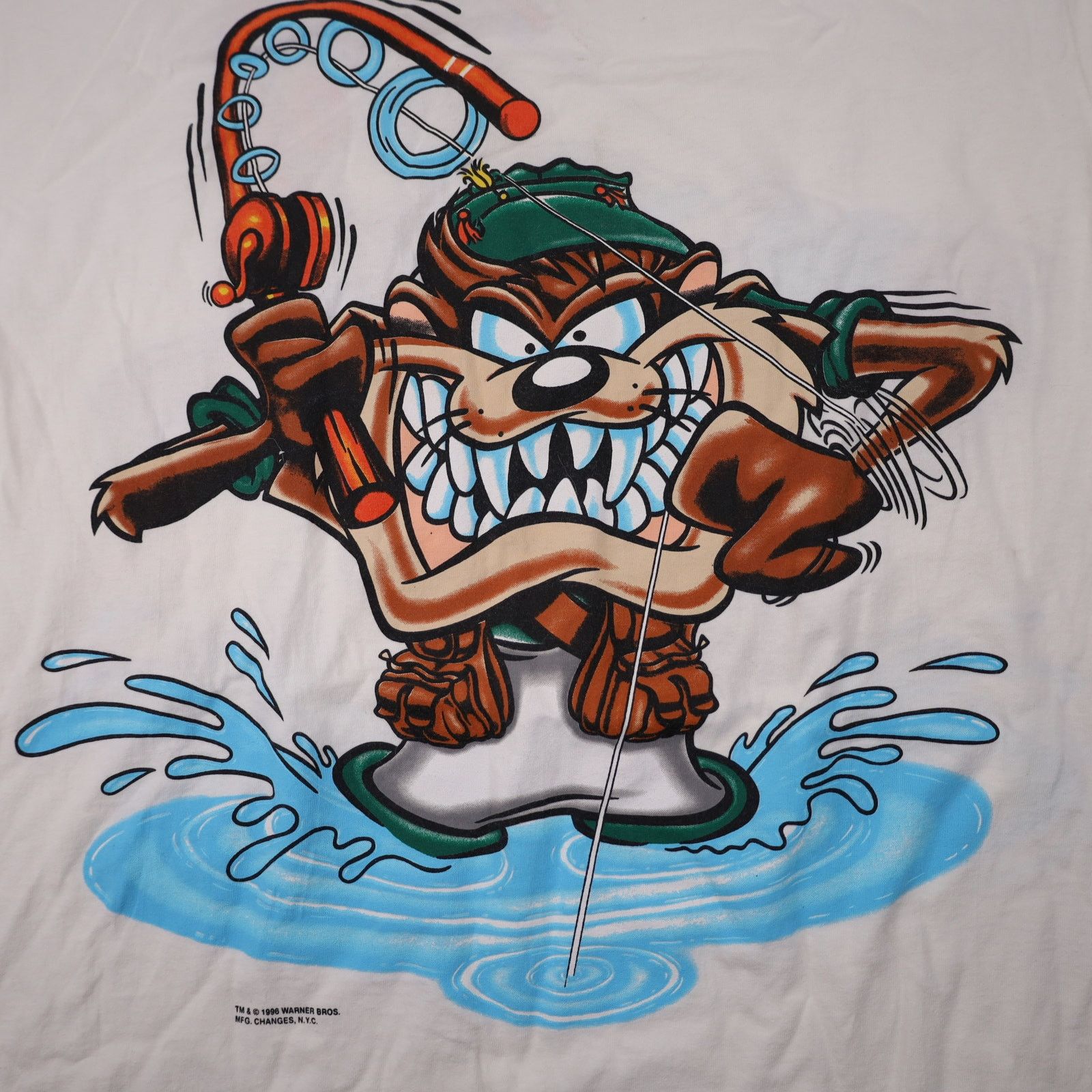 Vintage Vintage Looney Tunes Fishing Taz Front Back Print Graphic T Size US XL / EU 56 / 4 - 3 Thumbnail