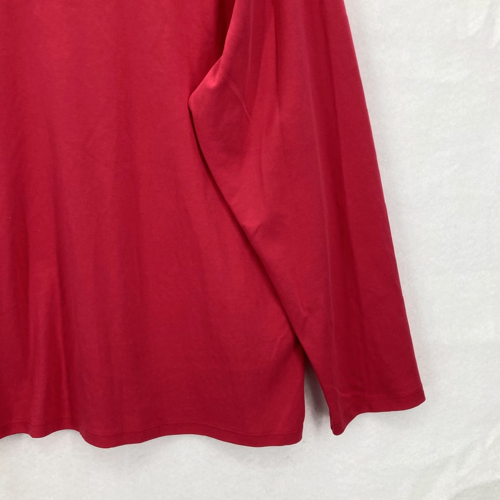 Vintage L.L.Bean Shirt Womens 3X Plus Red Supima Cotton Long Sleeve Scoop Neck Tee Soft Size XXL / US 16-18 / IT 52-54 - 3 Thumbnail