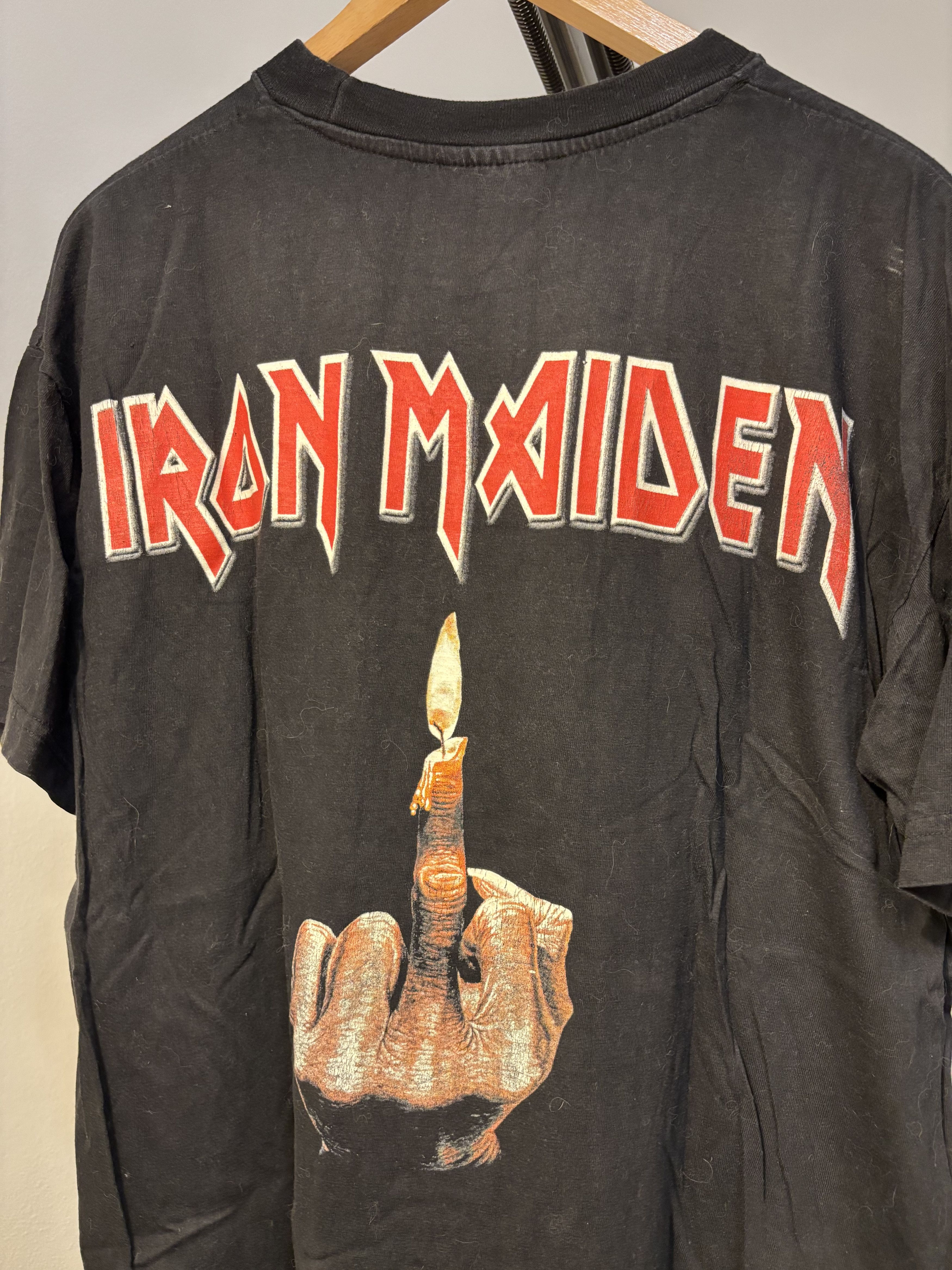 Iron Maiden Vintage 90s Iron Maiden middle finger t-shirt Size US XL / EU 56 / 4 - 6 Thumbnail