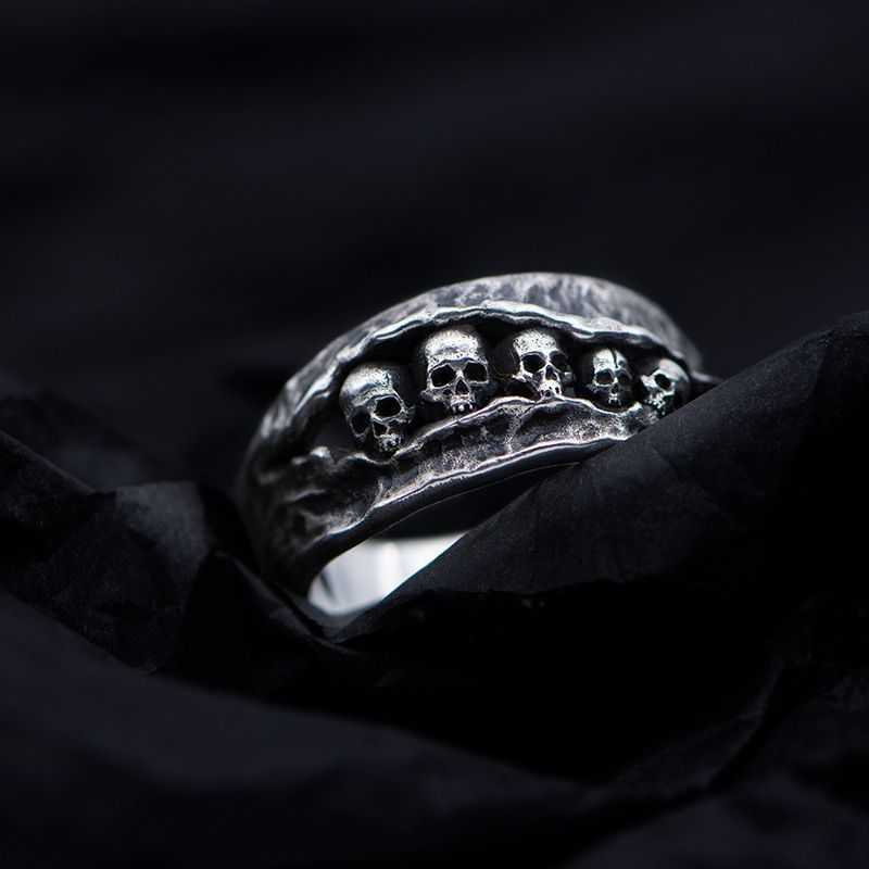 Jewelry Skull Punk Jewelry Rings Open Size Chrome Ring (Size 7-13) Size ONE SIZE - 2 Thumbnail