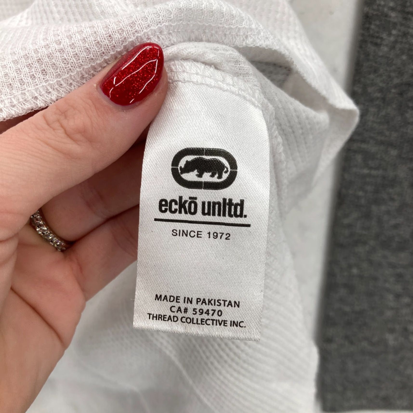 Ecko Unltd. Ecko Unltd Thermal Waffle Knit Shirt Mens M White Gray Crew Neck Y2K NWT Size US M / EU 48-50 / 2 - 7 Thumbnail
