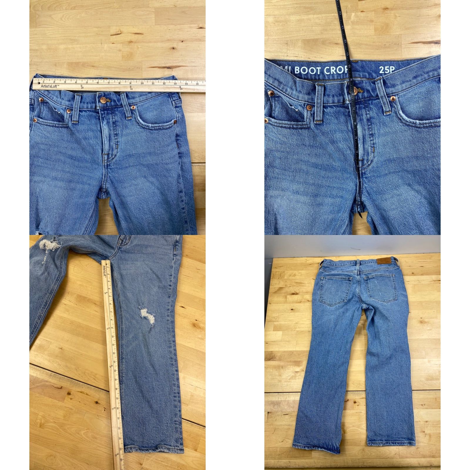 J.Crew J.CREW Jeans Cropped Distressed Stretch Blue 25P Petite Womens Casual Denim Jeans #9985 Size 42" / US 20 - 8 Thumbnail