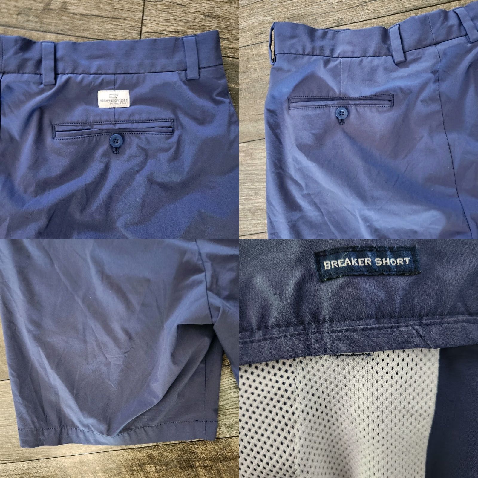 Vineyard Vines Vineyard Vines Breaker Shorts Mens 35 9" Blue Performance Golf Outdoors Chino Pockets Slash Pocket Regular Rise Mid 9 in Vintage No Dept Men Size US 35 - 8 Thumbnail