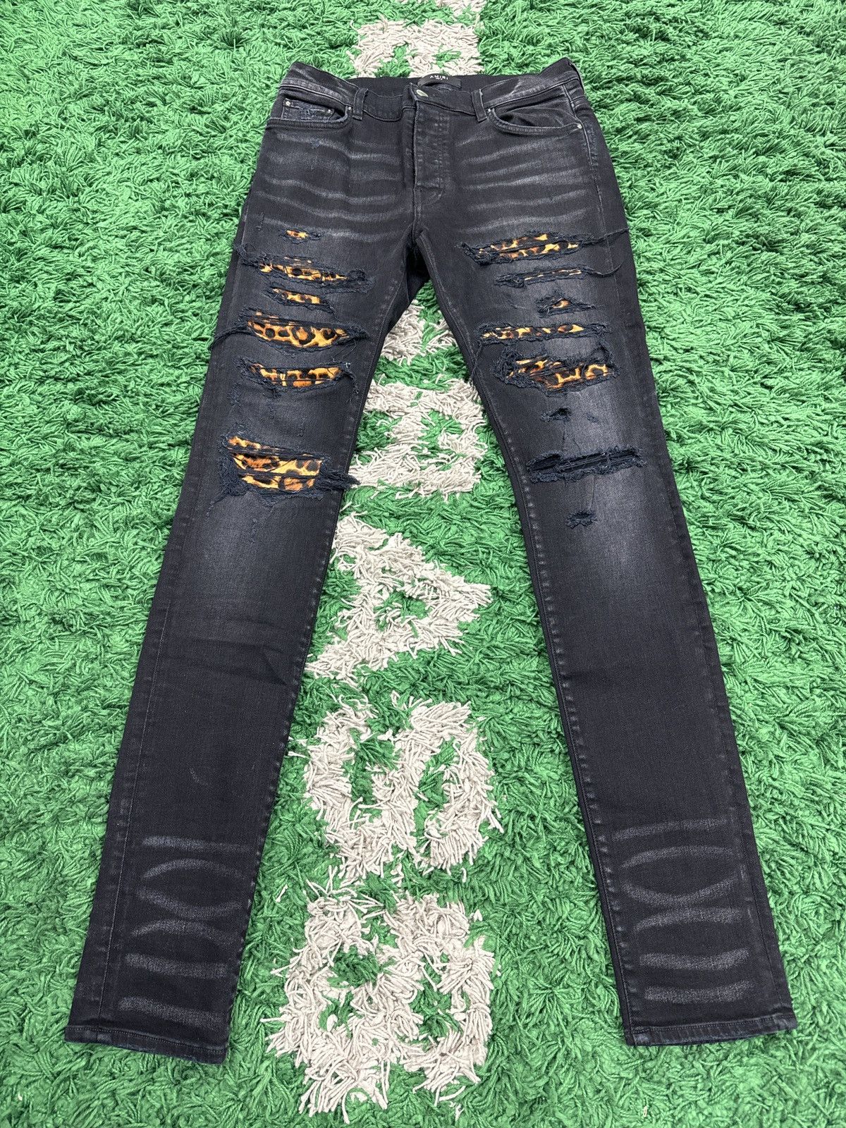 Amiri black leopard patch