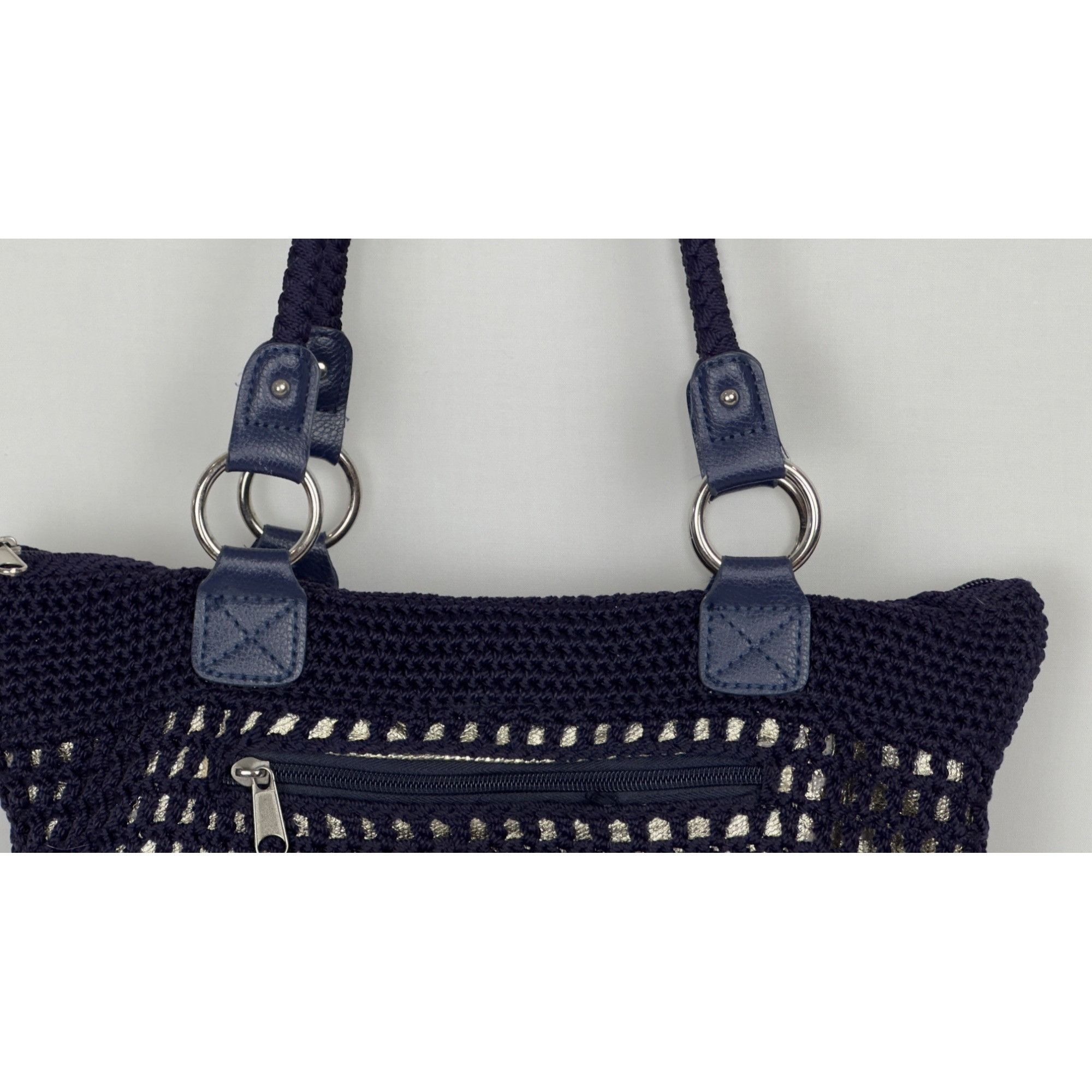 The Sak The Sak Navy Crochet Tote Bag With Zipper Pocket & Shoulder Size ONE SIZE - 3 Thumbnail