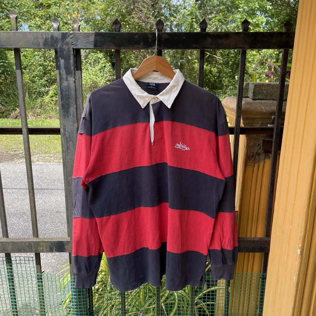 Tribal Streetwear × Vintage 🔥Vintage Tribal Skateboard Striped Polos Rugby Shirts Size US L / EU 52-54 / 3 - 1 Thumbnail