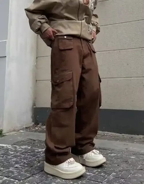 image of Vintage Cargo Pants Brown- Korean Streetwear Style Pants, Men's (Size 32)