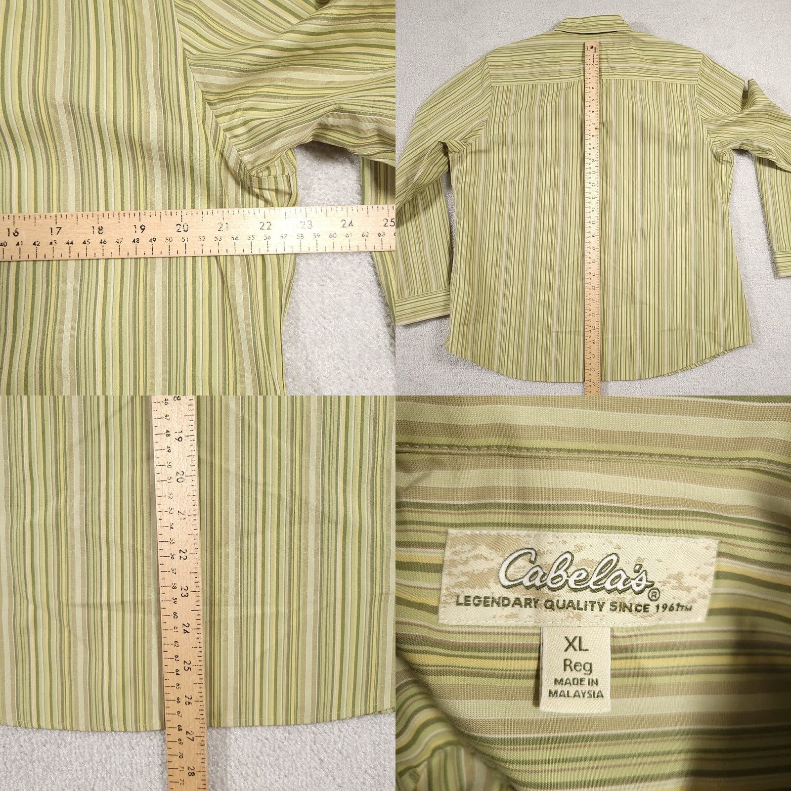 Vintage Cabela's Shirt Women's XL Reg Green Stripe Pocket Long Sleeve Button Front Size XL / US 12-14 / IT 48-50 - 8 Thumbnail