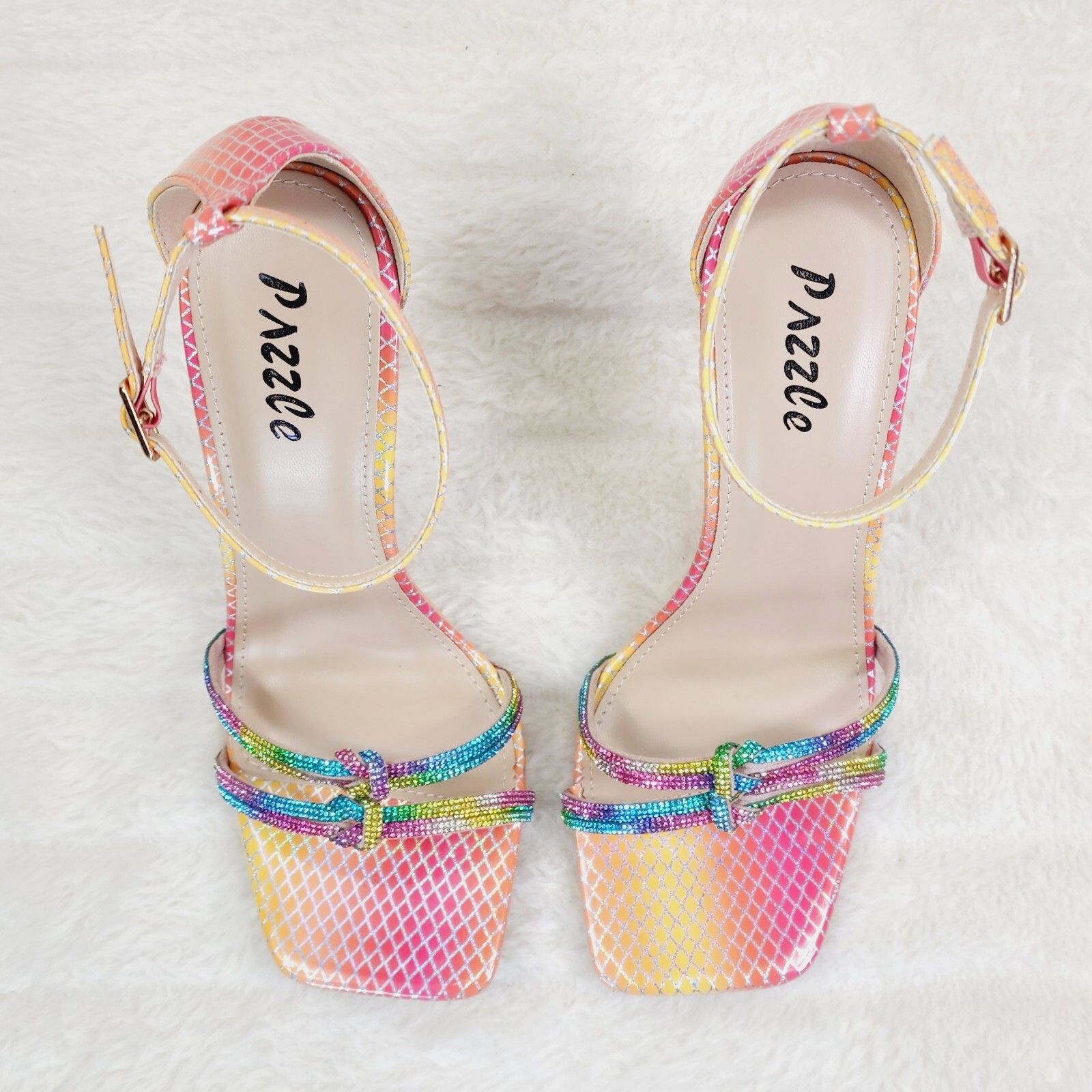 Other Symm Colorful Rhinestone Strap High Heel Stiletto Shoes (Siz Size US 7 / IT 37 - 4 Thumbnail