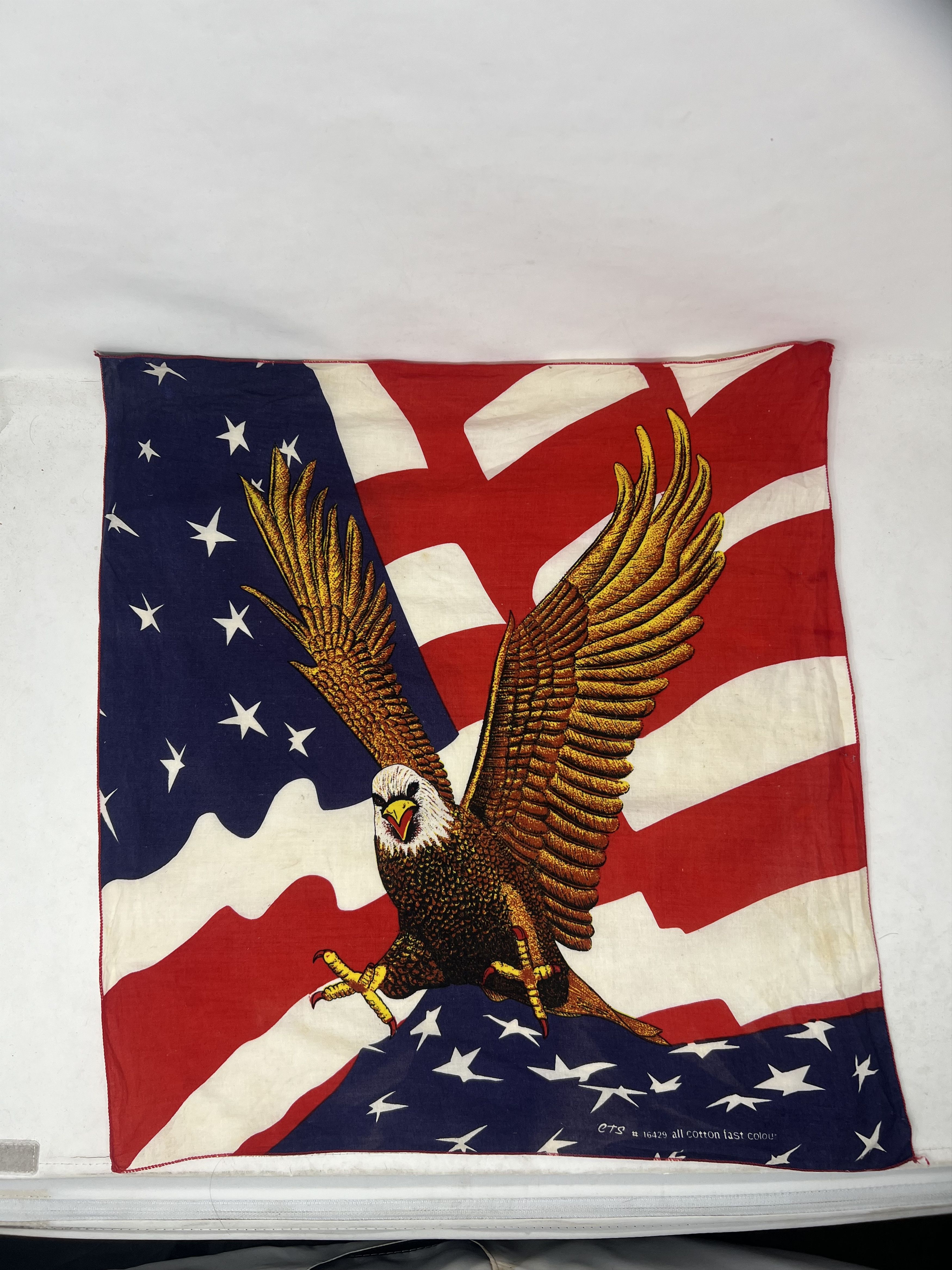 Vintage Vintage Blad Eagle over American Flag Bandana Handkerchief Size ONE SIZE - 8 Thumbnail