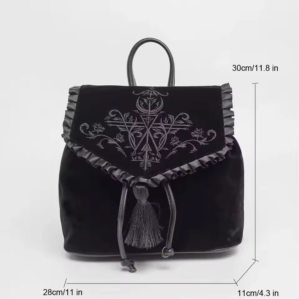 Other Handmade Gothic Witch Harajuku Velvet Backpack Size ONE SIZE - 7 Thumbnail