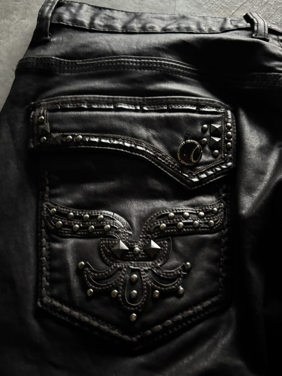 Beauty Beast × Isamu Katayama Backlash × Yasuyuki Ishii CLOUD 72 leather pant zipper sick backpocket rhinestone punk Size US 37 - 15 Thumbnail